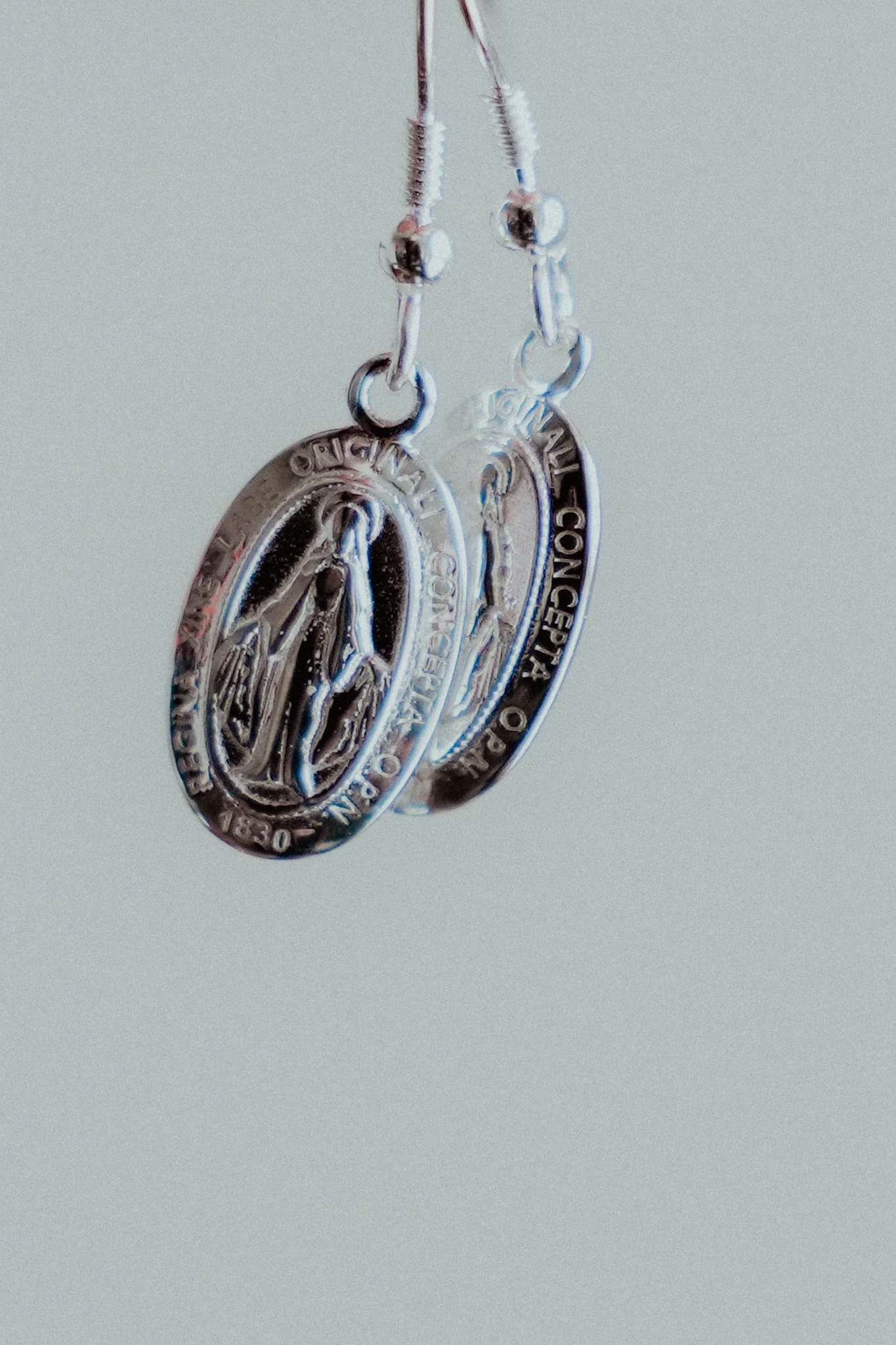 Miraculous Medal Earrings // Silver - Image 5