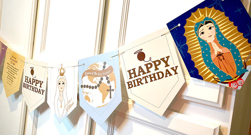 Mother Mary Happy Birthday Pennant Banner - Image 2