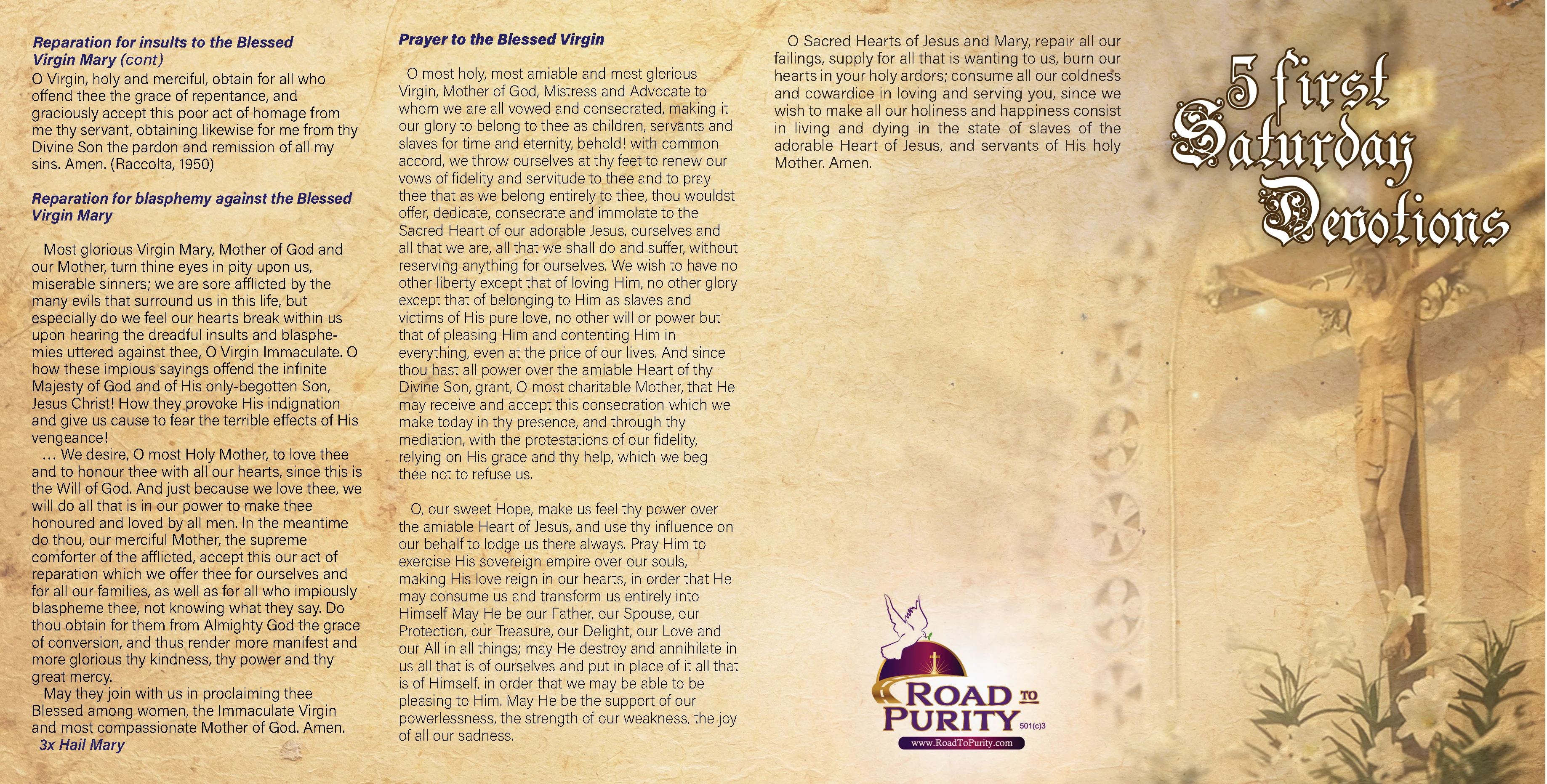 NEW! 5 First Saturday Devotions - Prayer Card / 3" x 6" folded (c) - Image 2