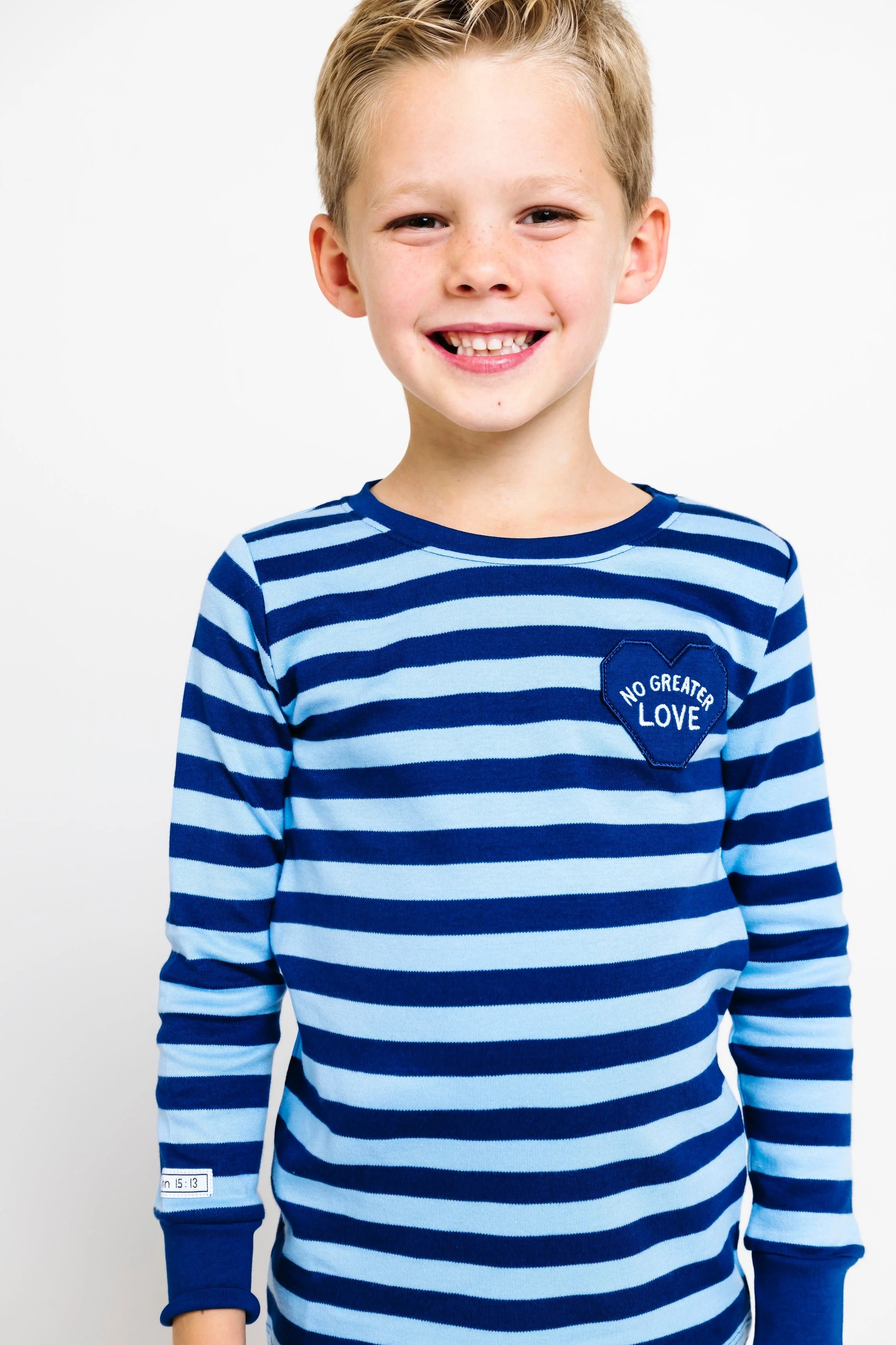 No Greater Love Blue PJ Long Sleeve Set Cotton - Image 3