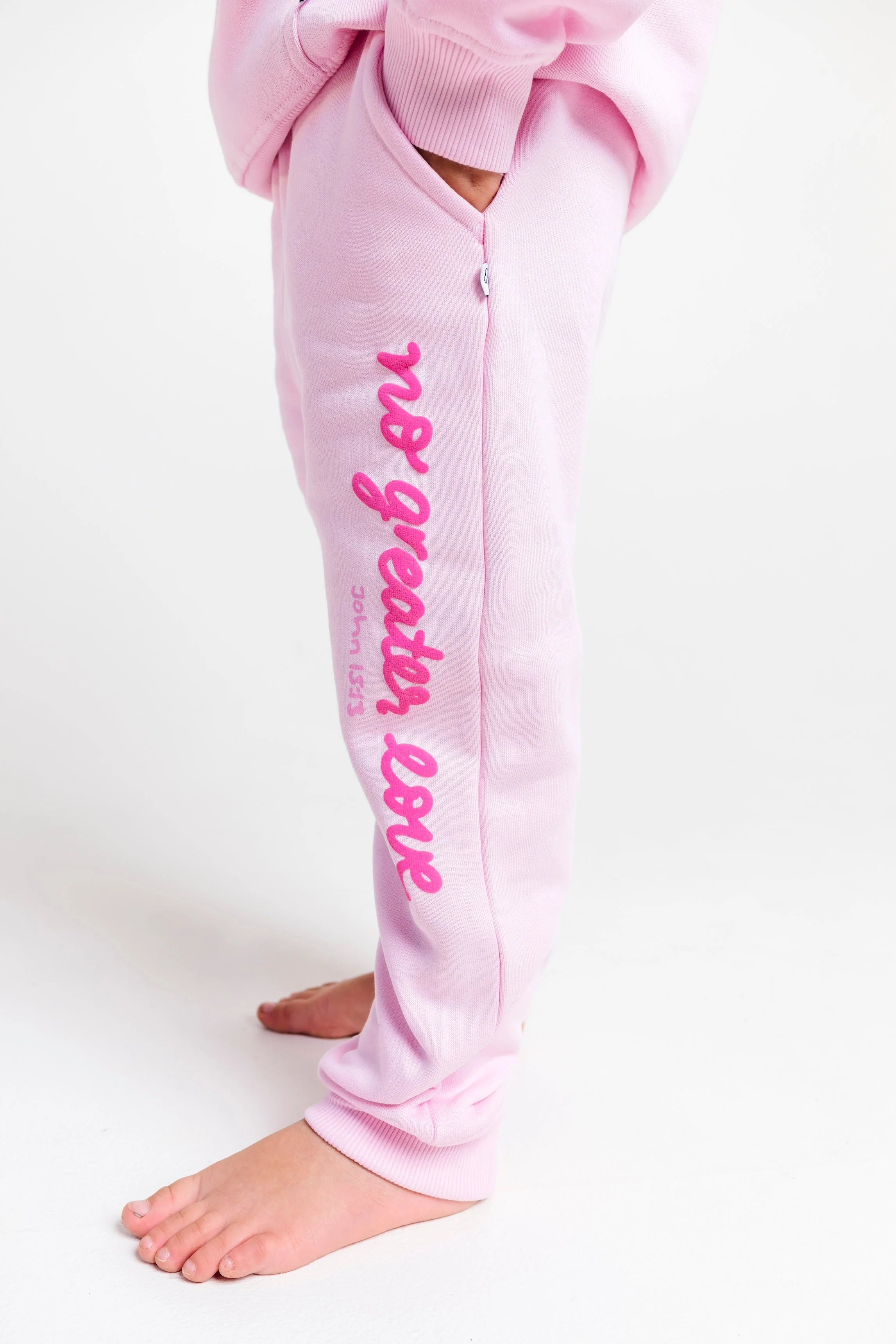 No Greater Love Pink Cotton Fleece Jogger - Image 3