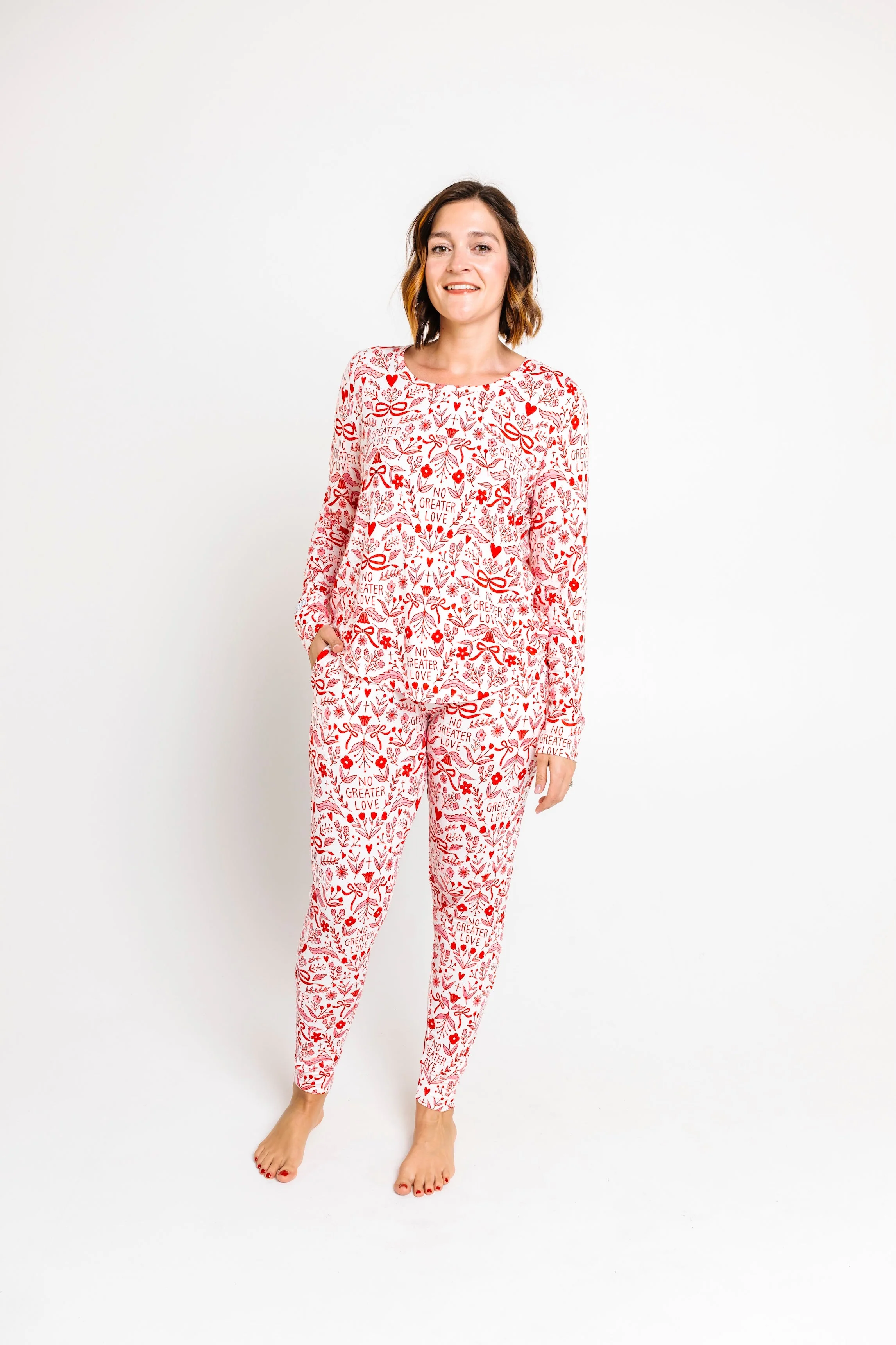 No Greater Love Pink Women's PJ Jogger Set Bamboo - Image 3