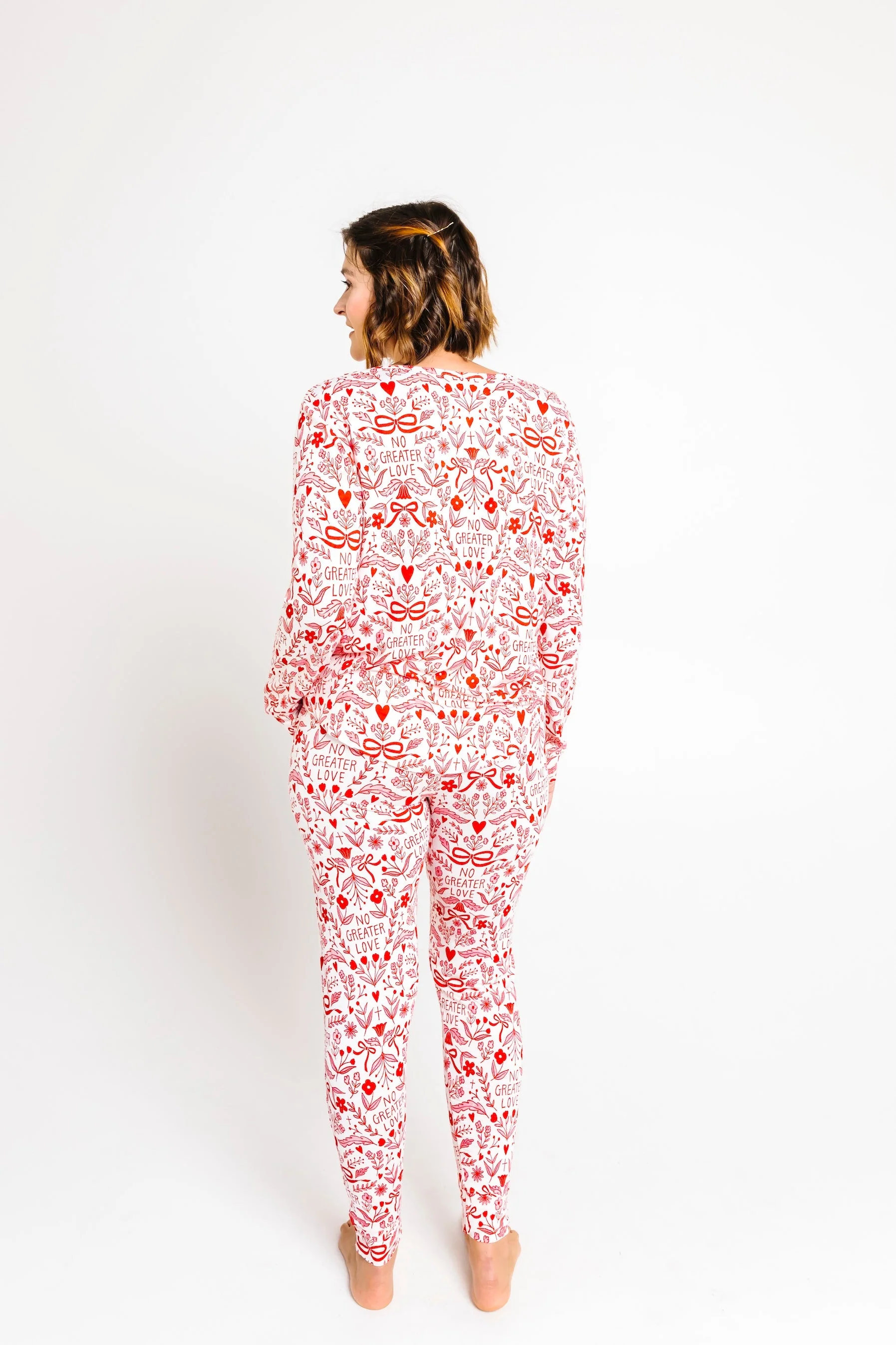 No Greater Love Pink Women's PJ Jogger Set Bamboo - Image 5