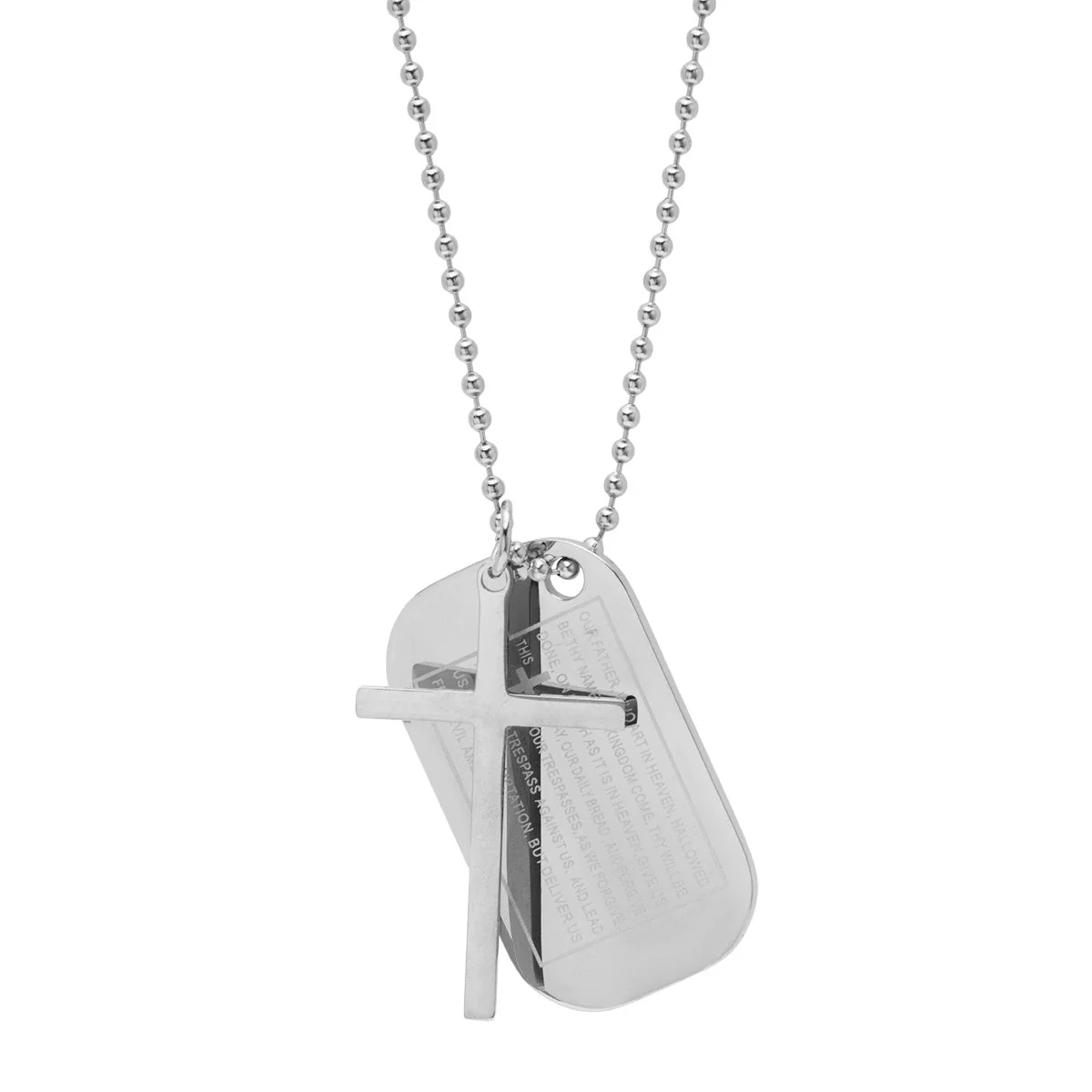 Our Father Prayer Dog Tag And Cross Pendant - Image 2