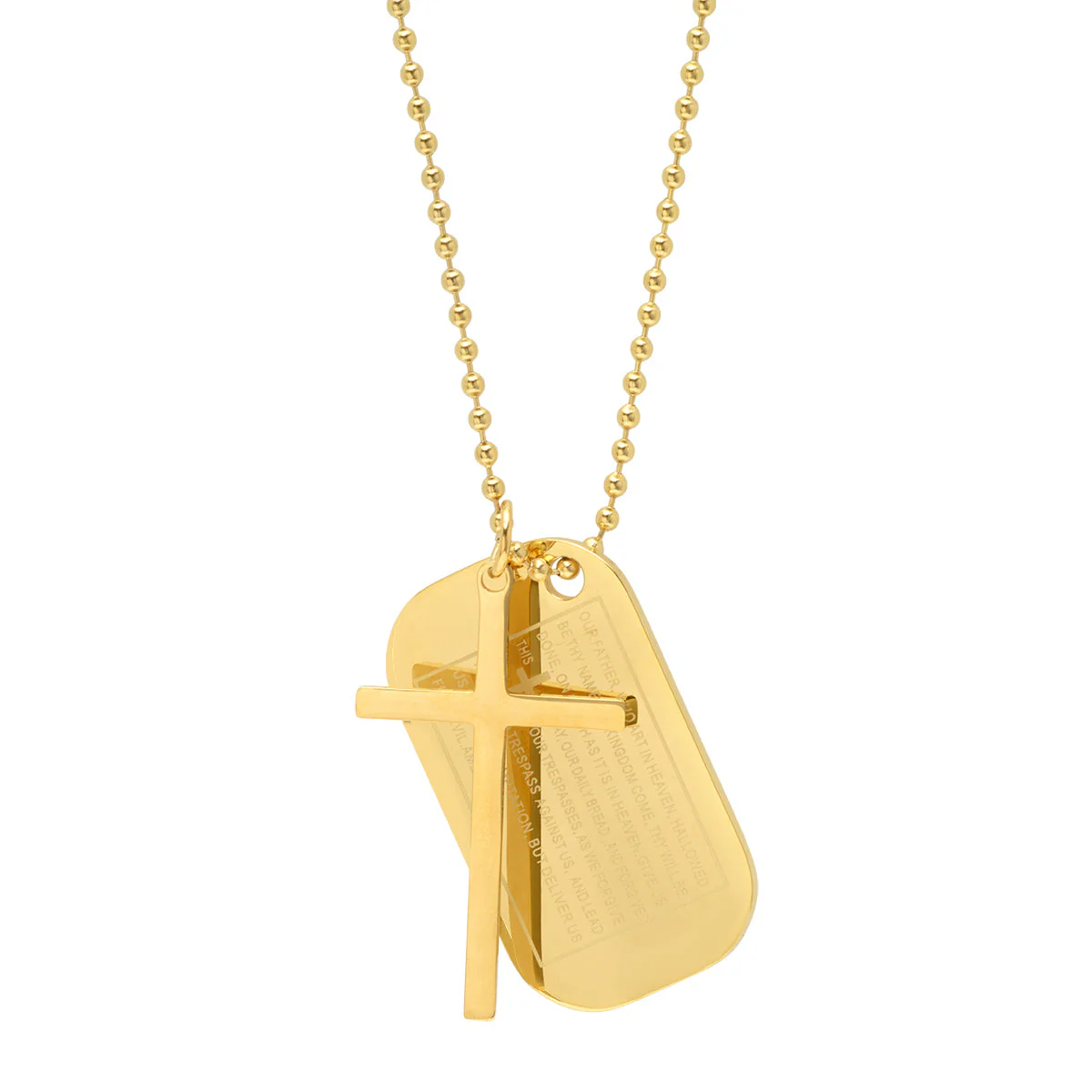 Our Father Prayer Dog Tag And Cross Pendant - Image 3