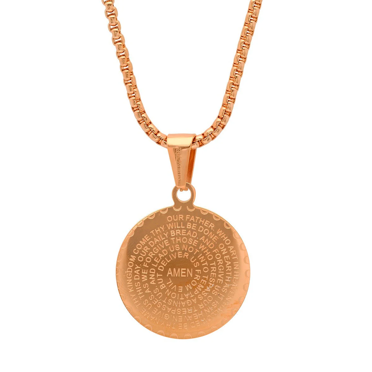 Our Father Prayer Round Pendant With Simulated Diamonds - Image 8