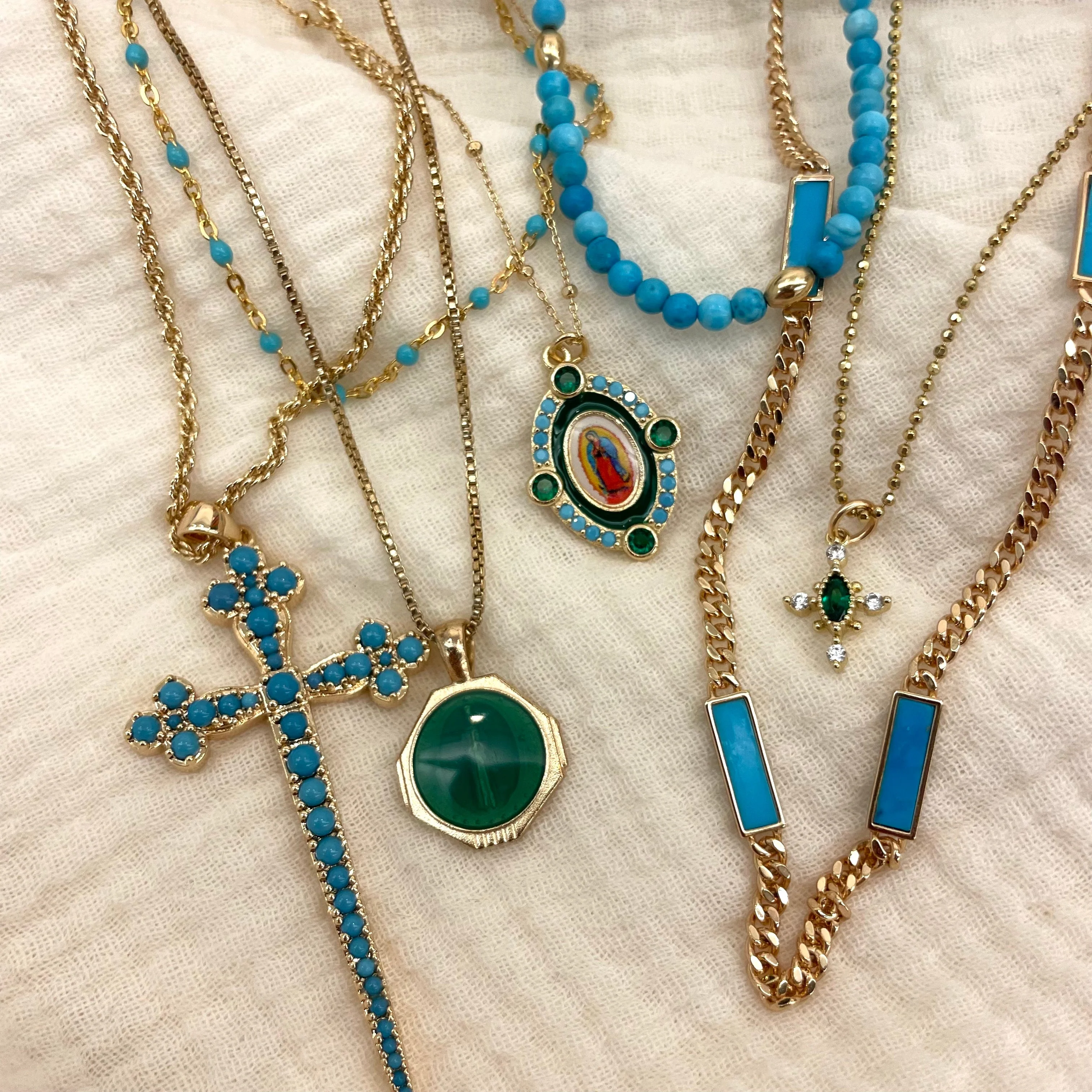 Our Lady Guadalupe Necklace - Green - Image 2