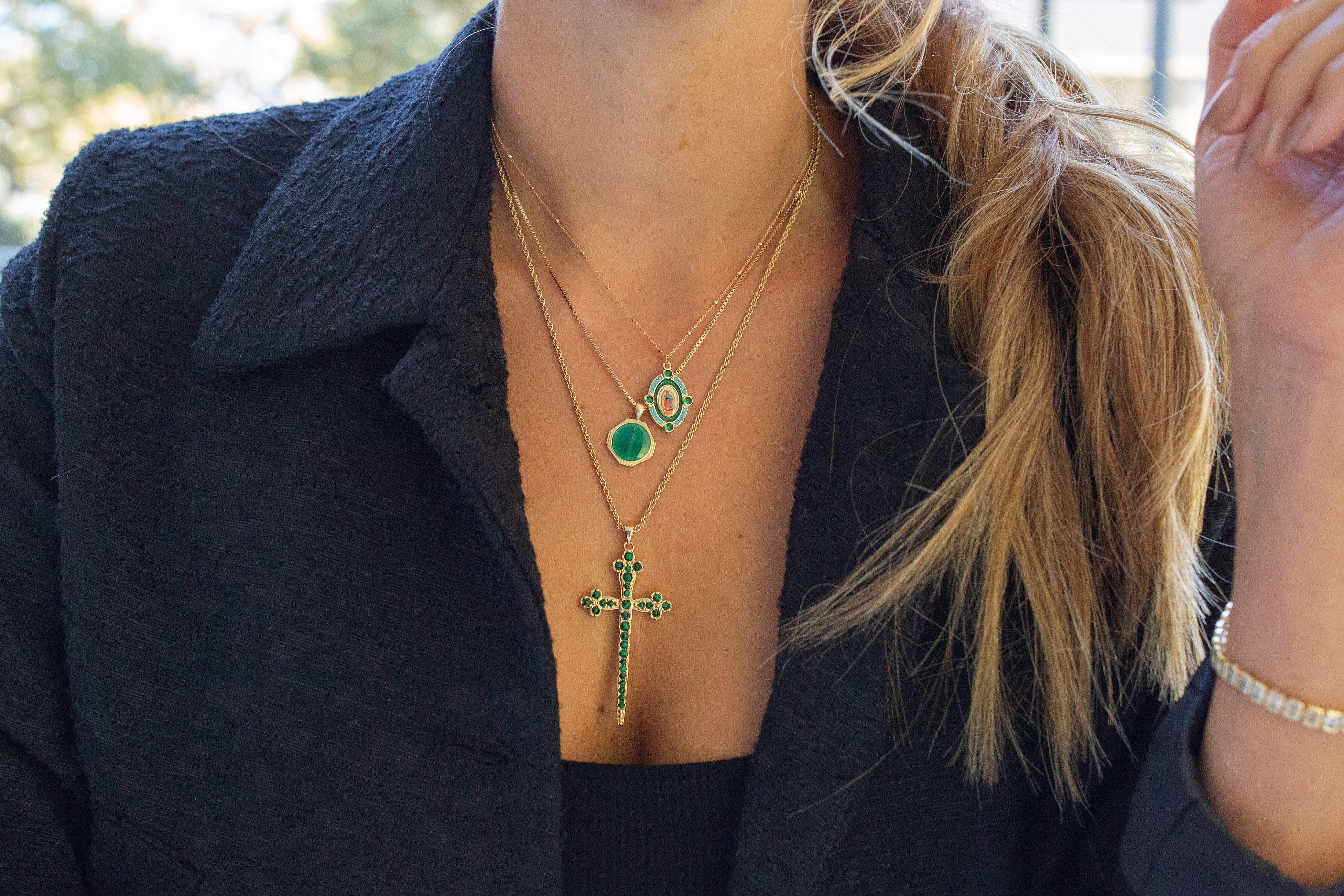 Our Lady Guadalupe Necklace - Green - Image 3