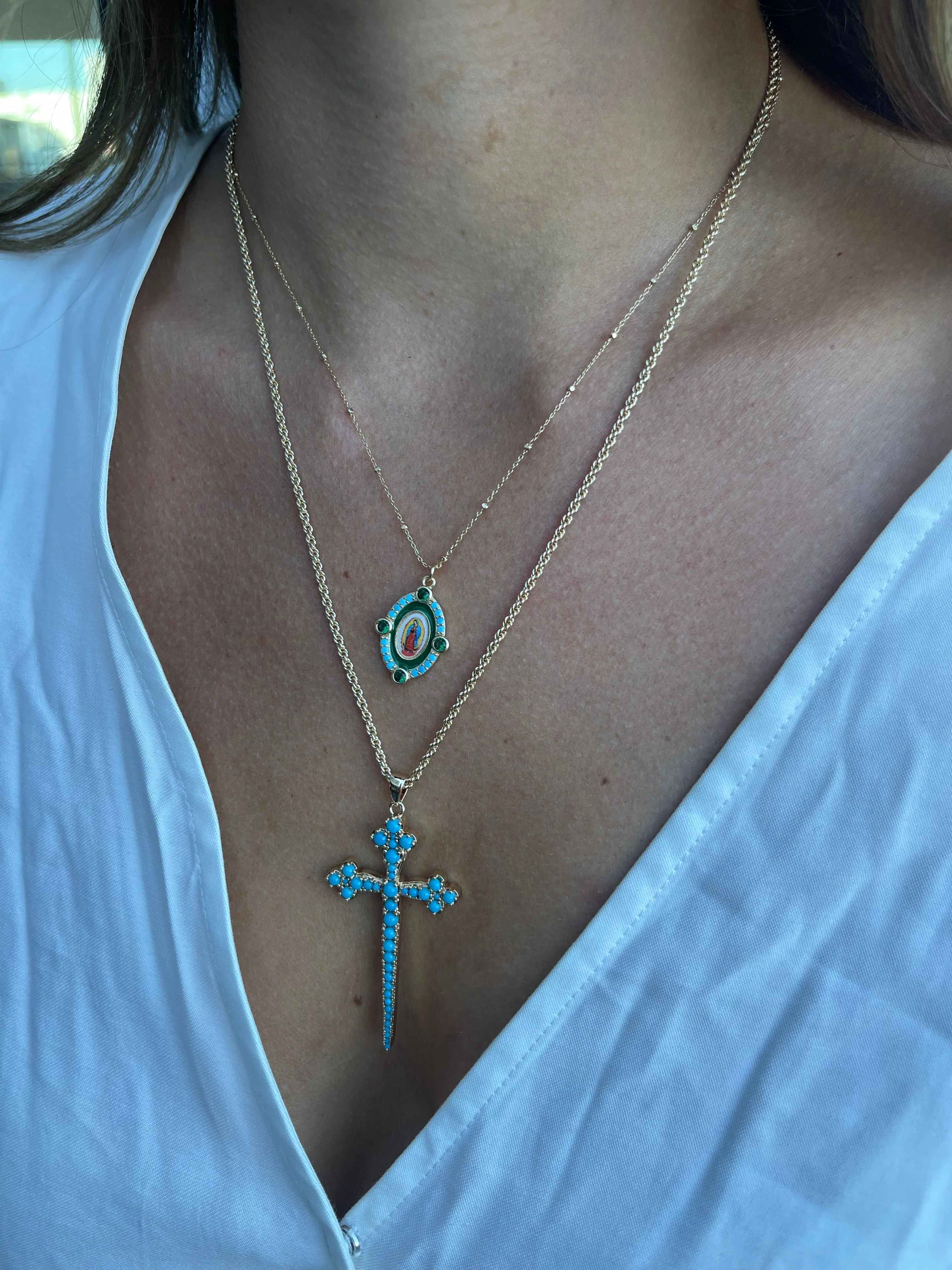 Our Lady Guadalupe Necklace - Green - Image 6