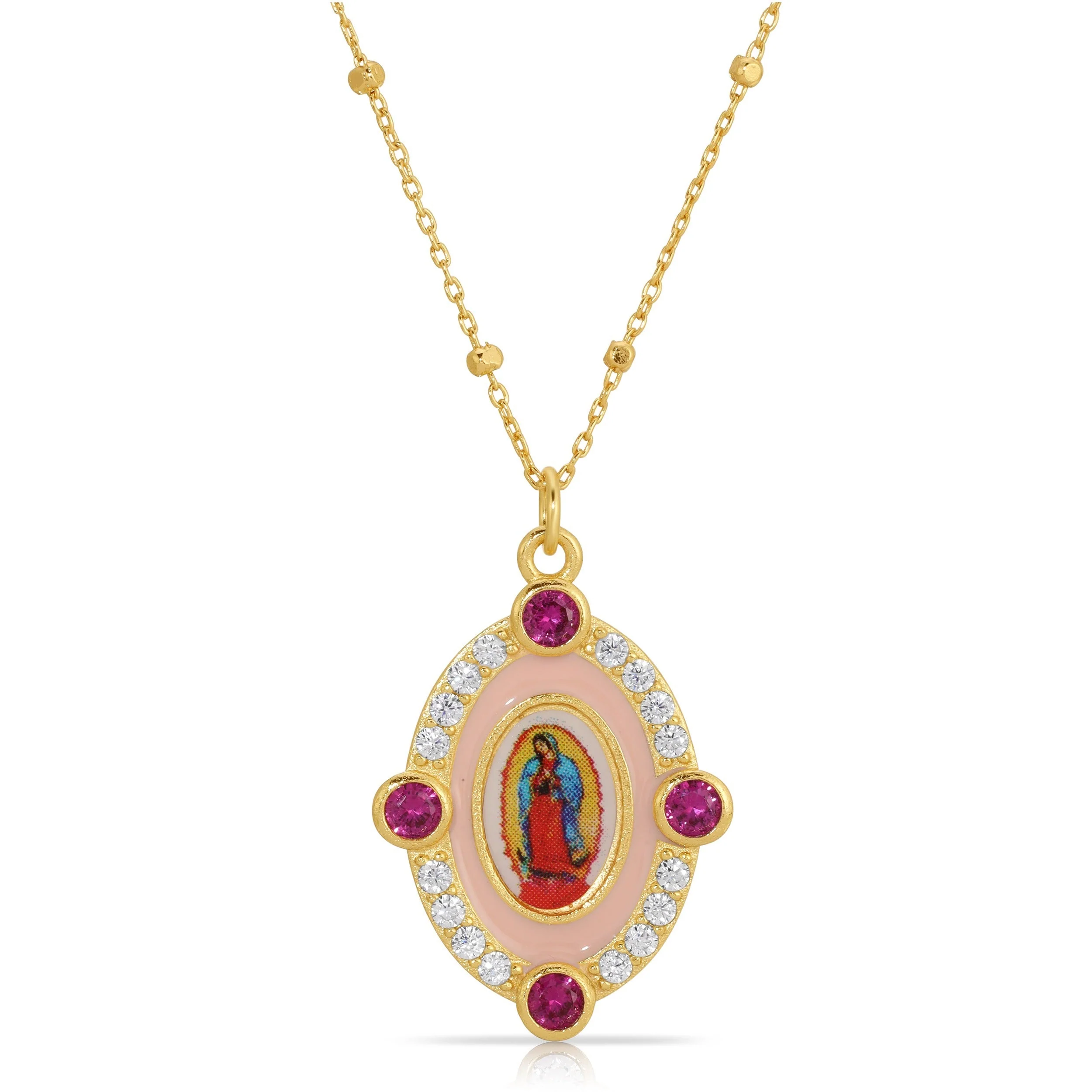 Our Lady Guadalupe Necklace - Pink
