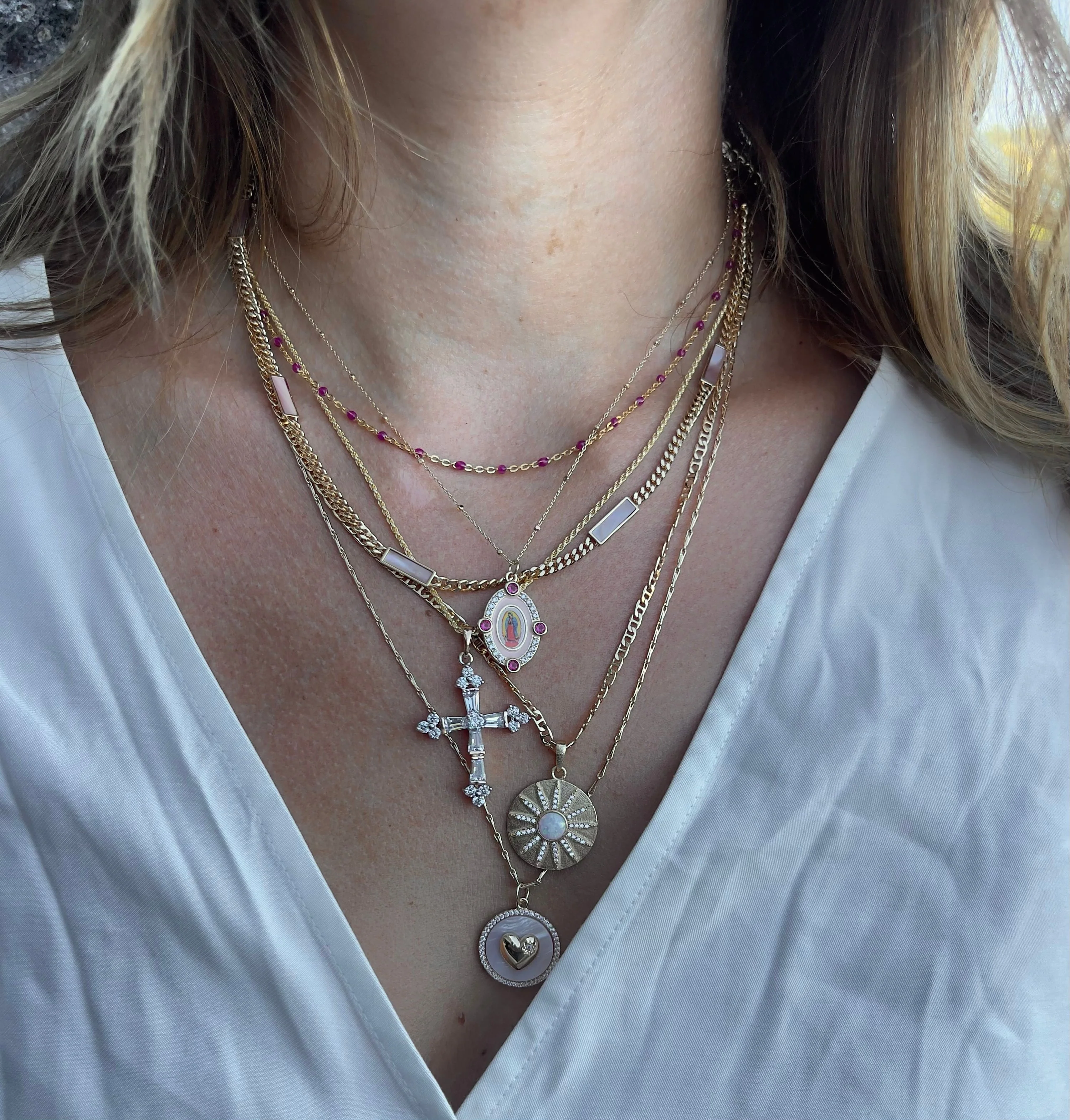 Our Lady Guadalupe Necklace - Pink - Image 2