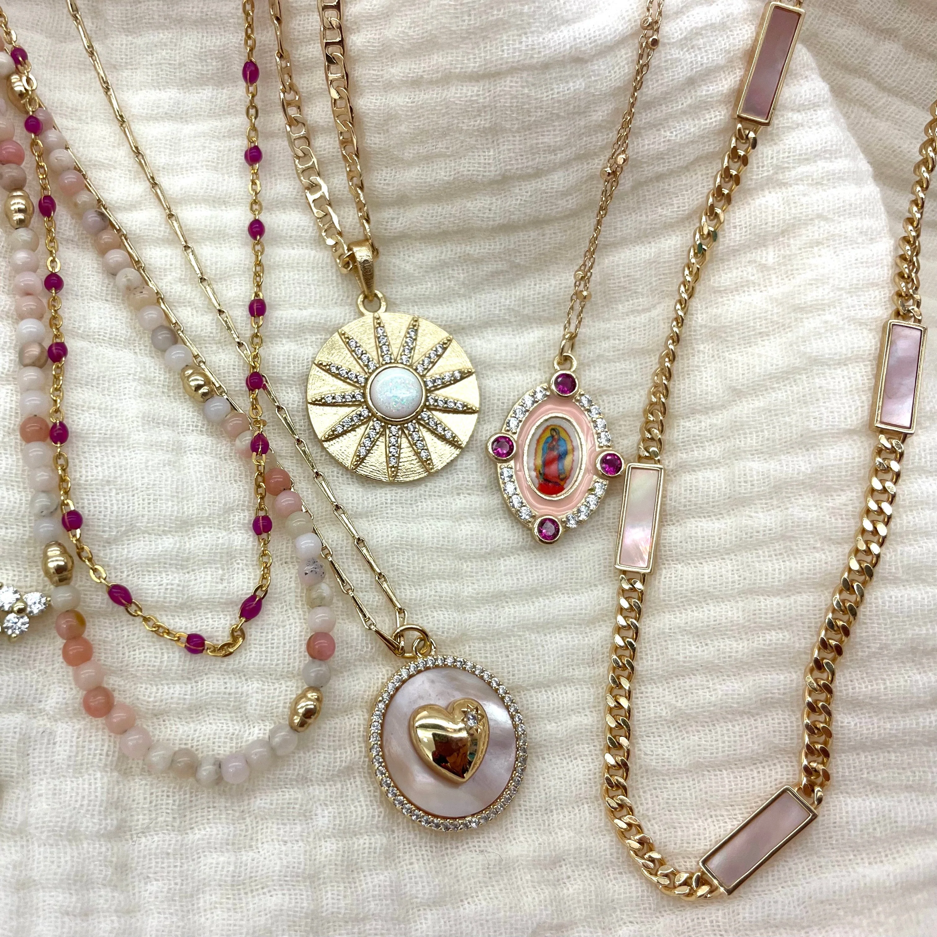 Our Lady Guadalupe Necklace - Pink - Image 3