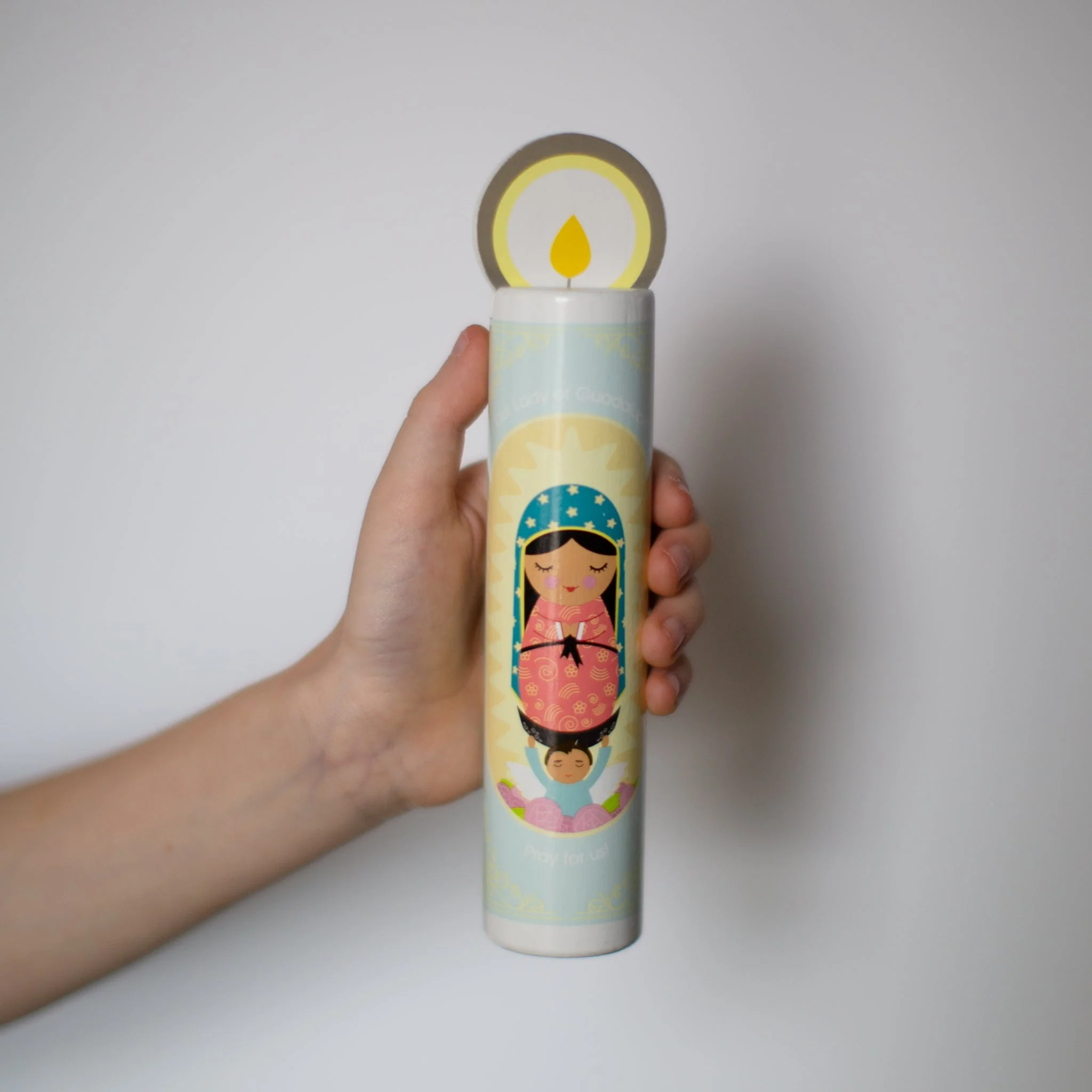 Our Lady of Guadalupe Wooden Prayer Candle - Image 3