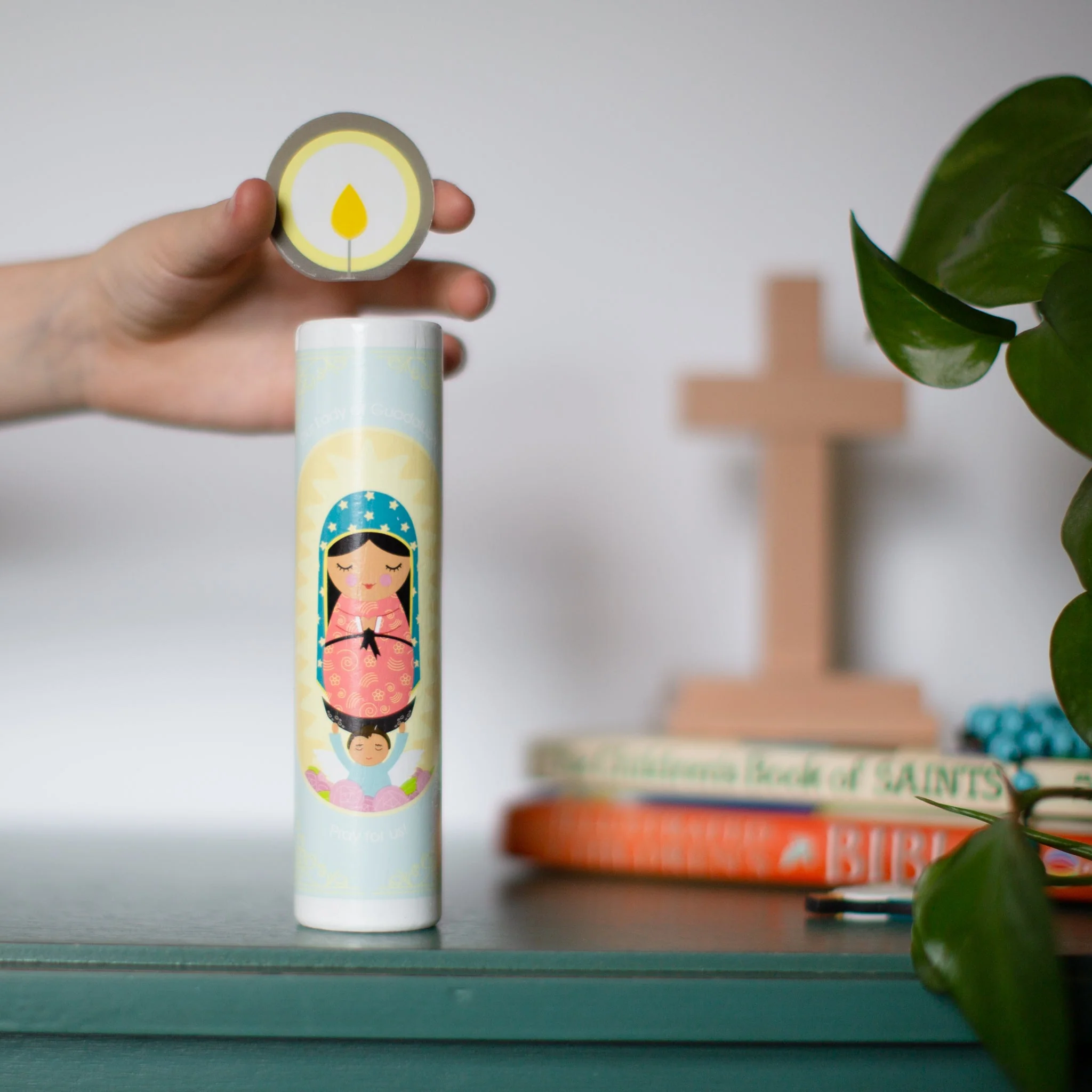 Our Lady of Guadalupe Wooden Prayer Candle - Image 4