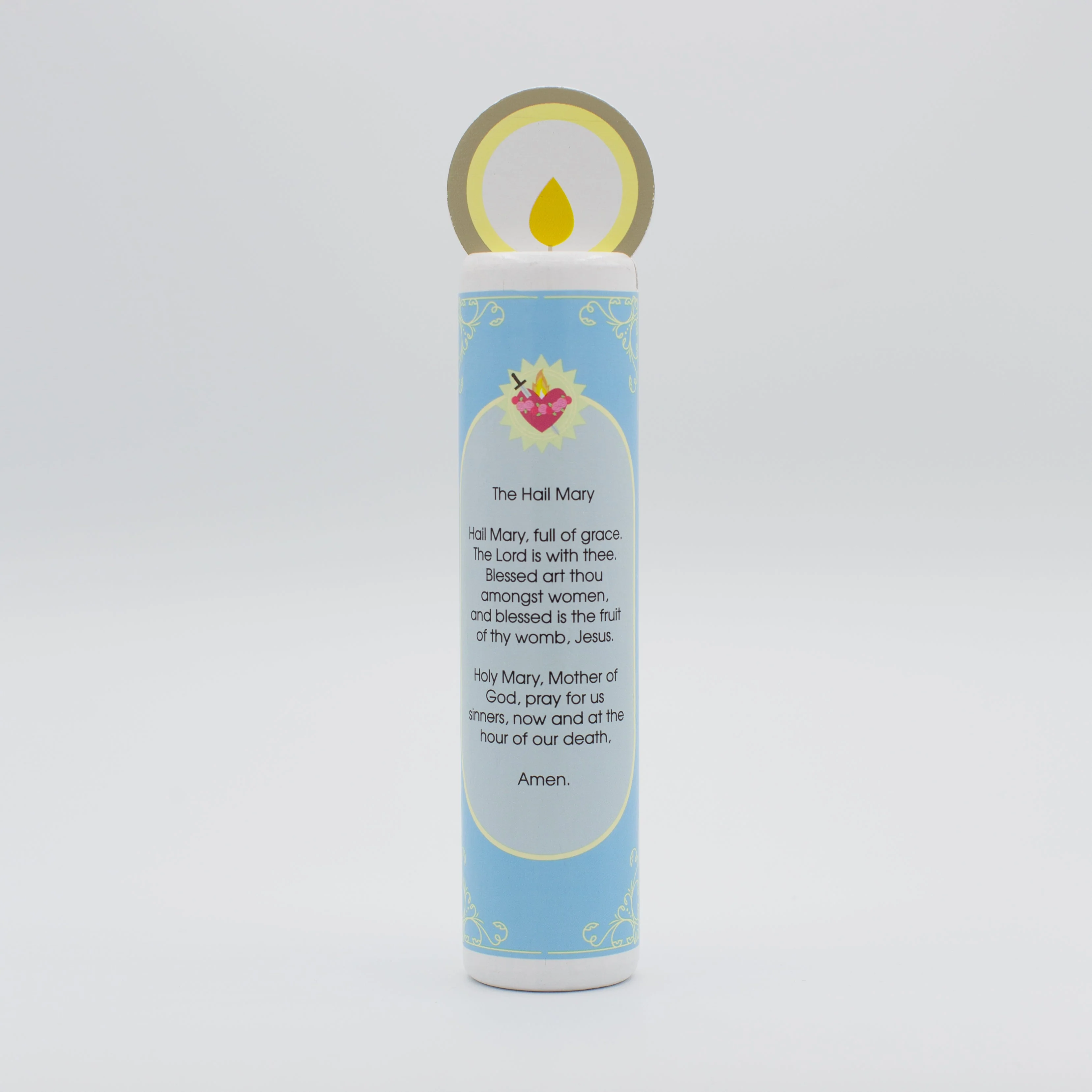 Our Lady of the Rosary (Hail Mary) Wooden Prayer Candle - Image 2