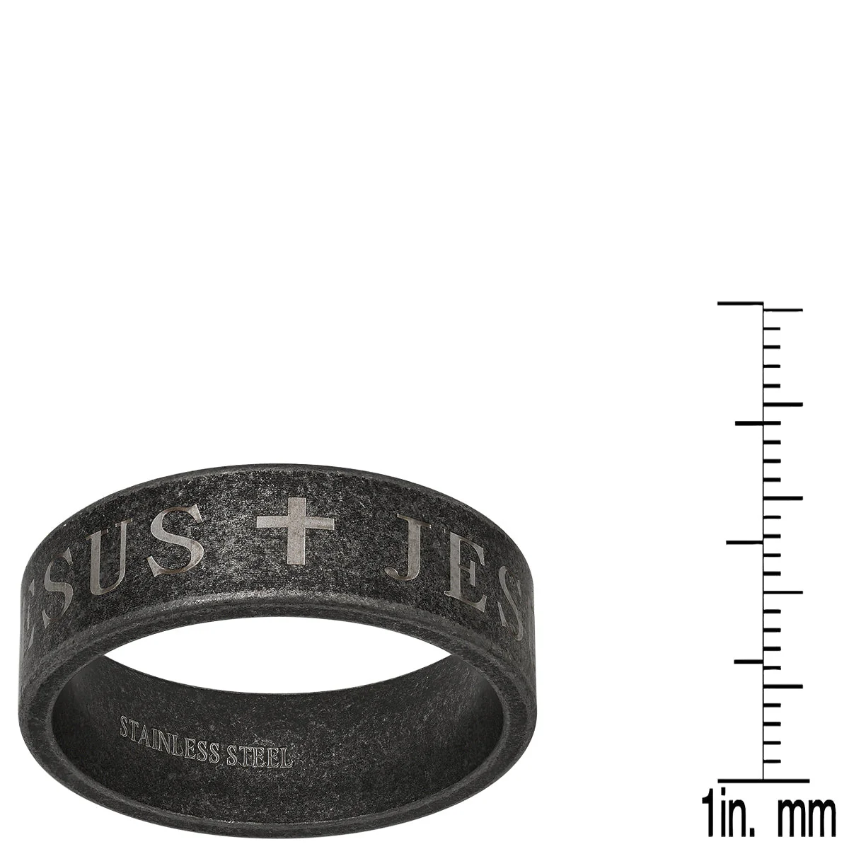 Oxidized Stainless Steel "Jesus" Band Ring - Image 3