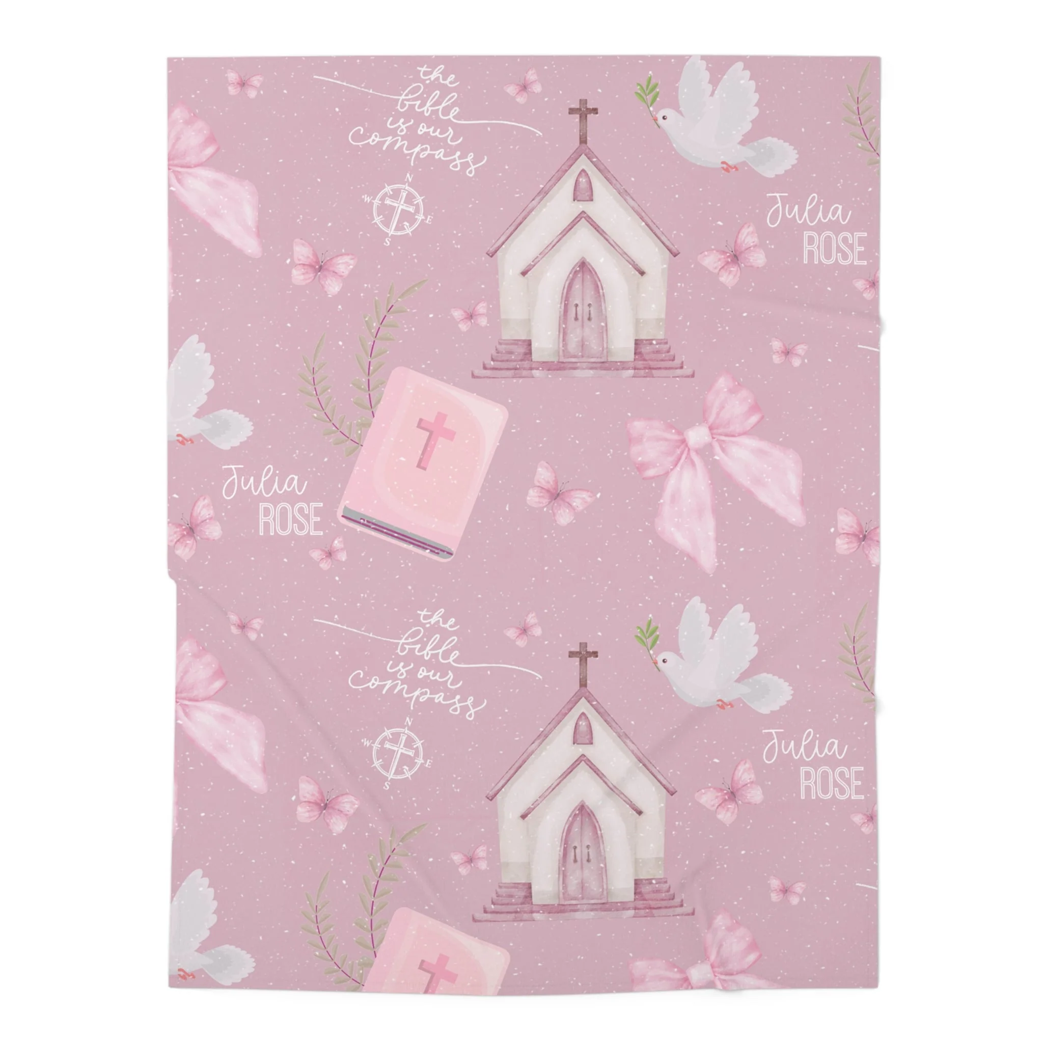 Personalized Bible is Our Compass Baby Swaddle Blanket - Image 4