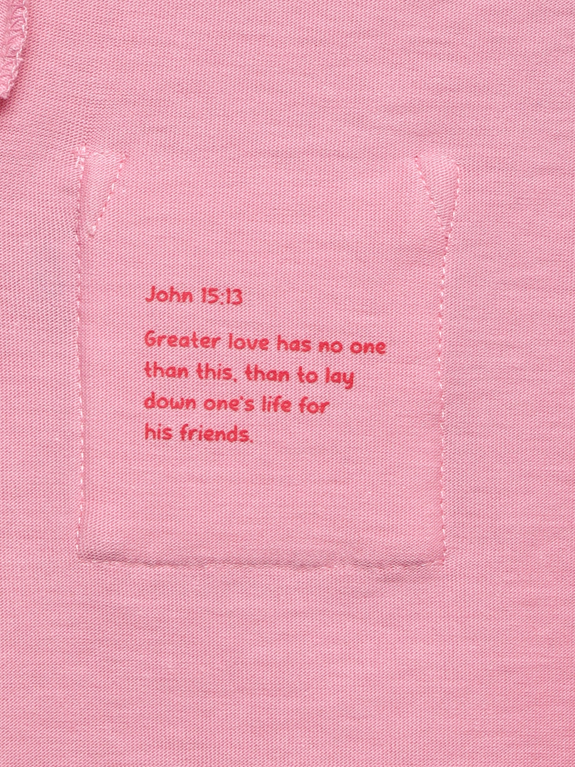 Pink Prayer Pocket Short Sleeve T-Shirt Cotton - Image 6