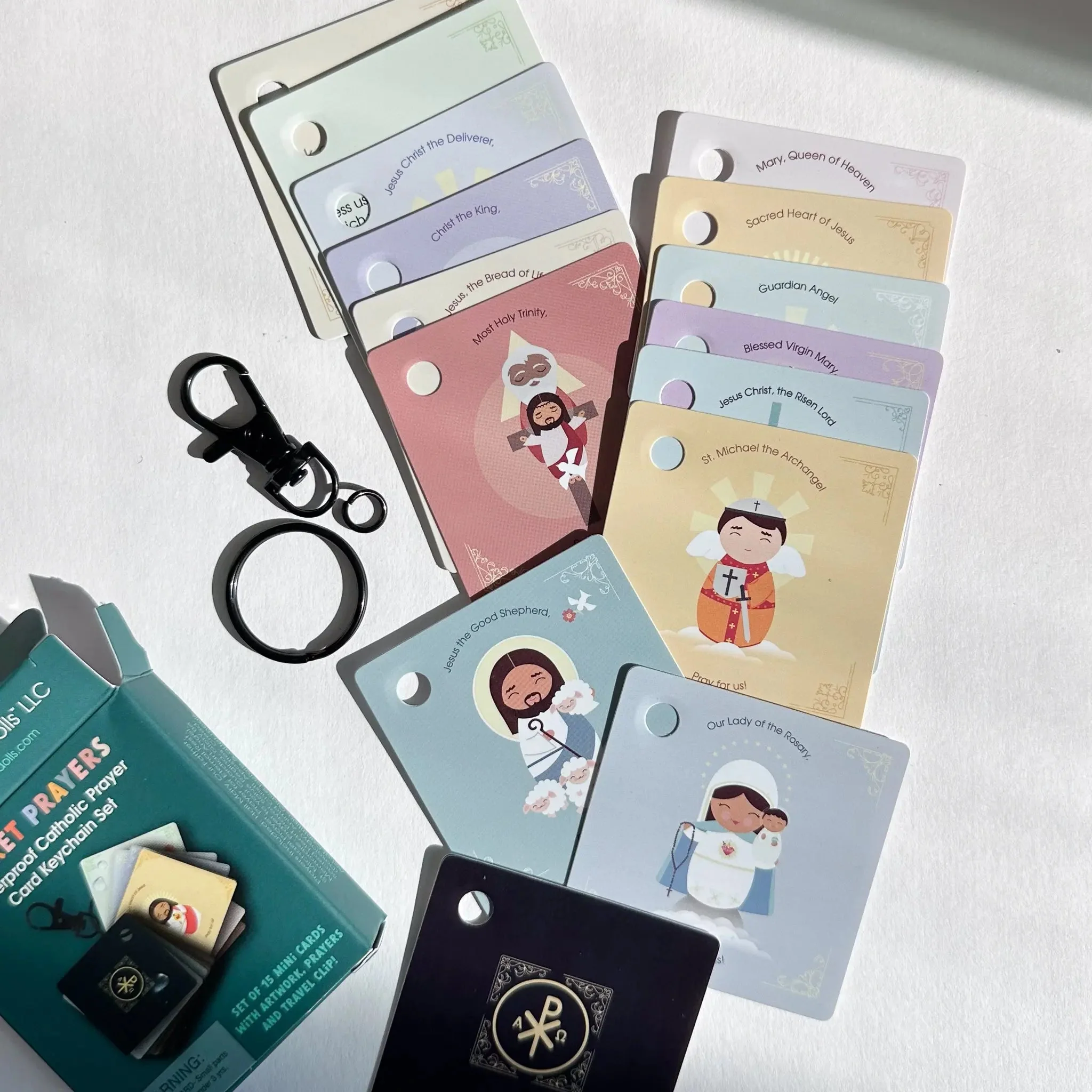 Pocket Prayers Waterproof Catholic Prayer Card Keychain Set - Image 6