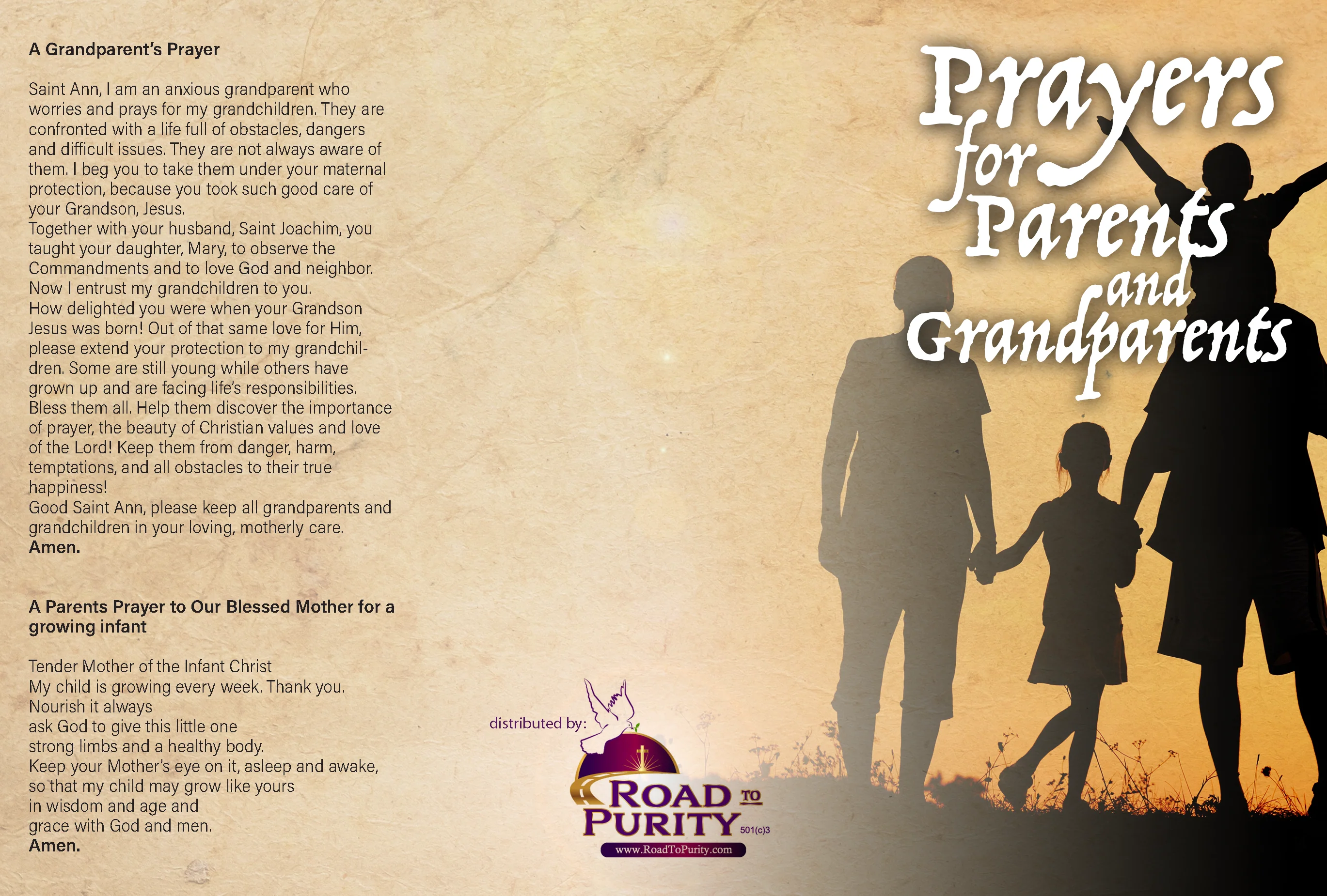 Prayers for Parents and Grandparents  - Prayer Card / 3" x 6" folded (c) - Image 2