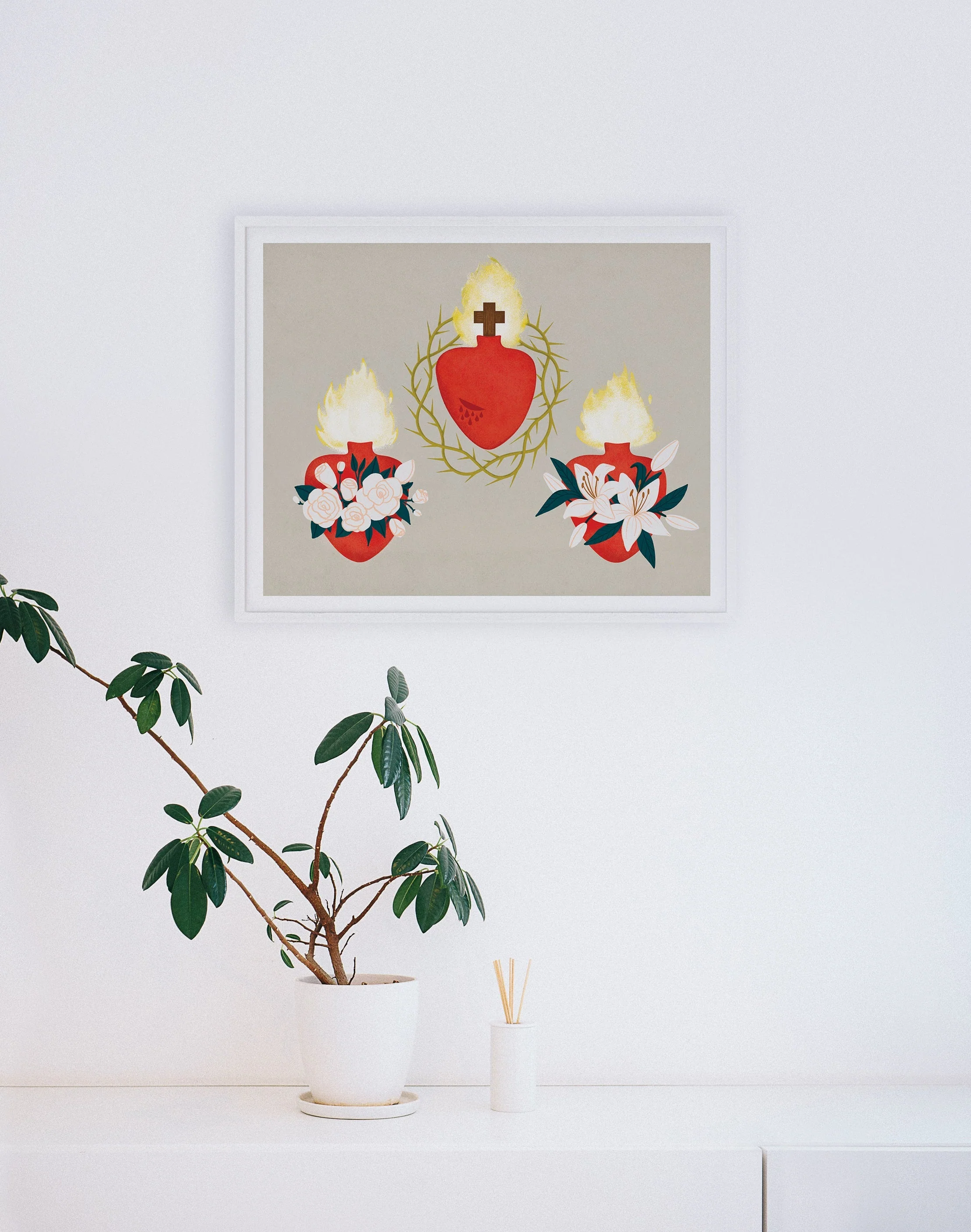 Holy Family Hearts Trio Print 14x11 - Image 3