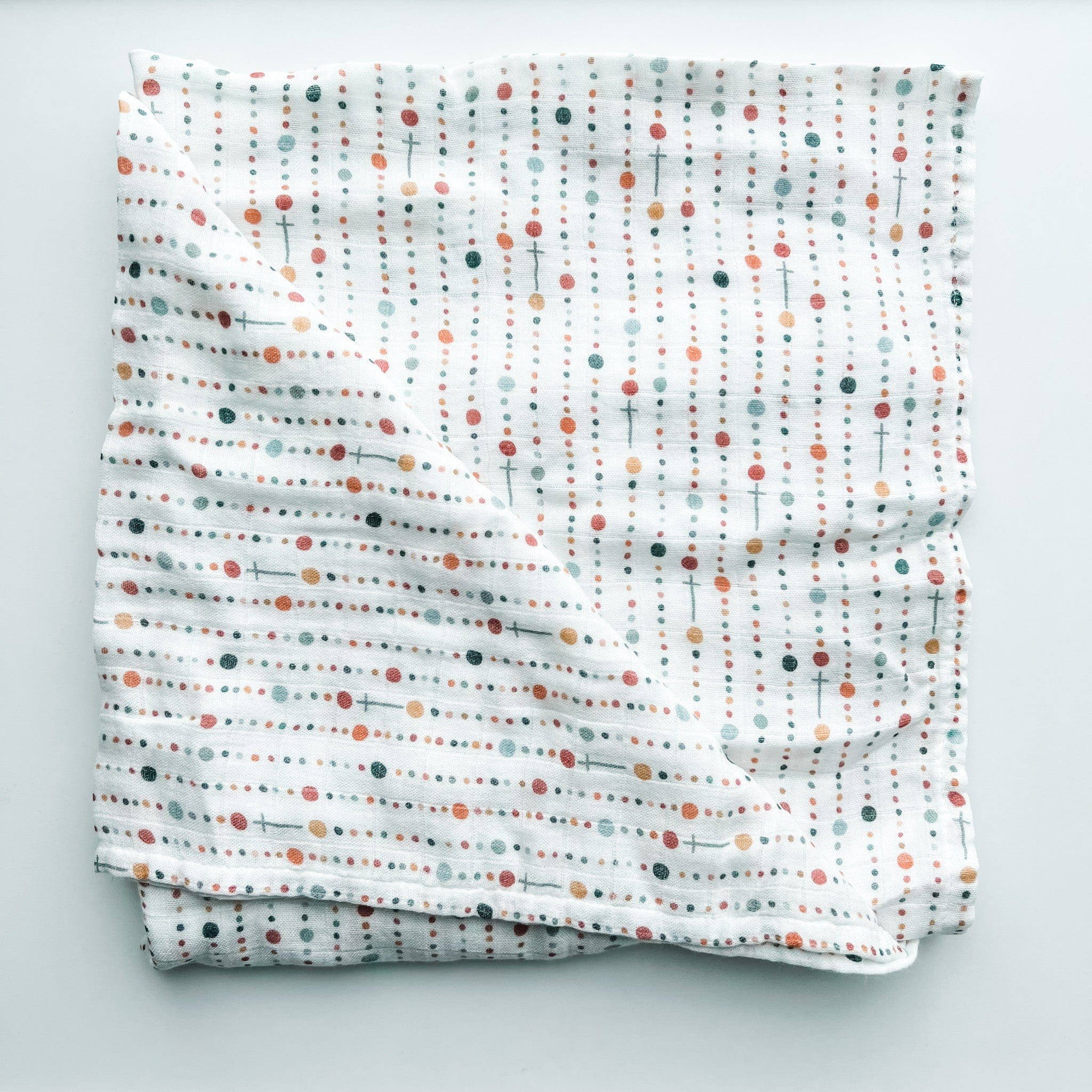 Rosary Dots- Catholic Baby Muslin Blanket Swaddle - Image 2