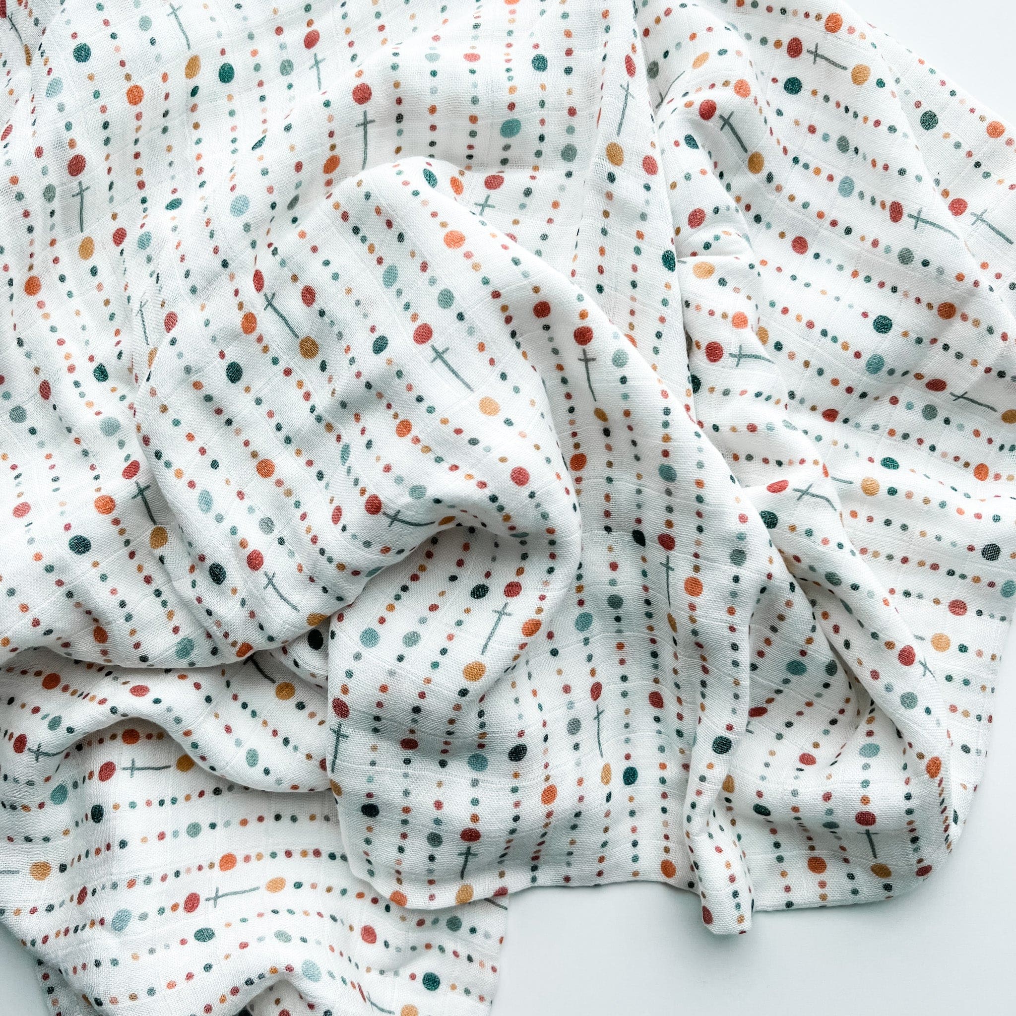 Rosary Dots- Catholic Baby Muslin Blanket Swaddle - Image 3