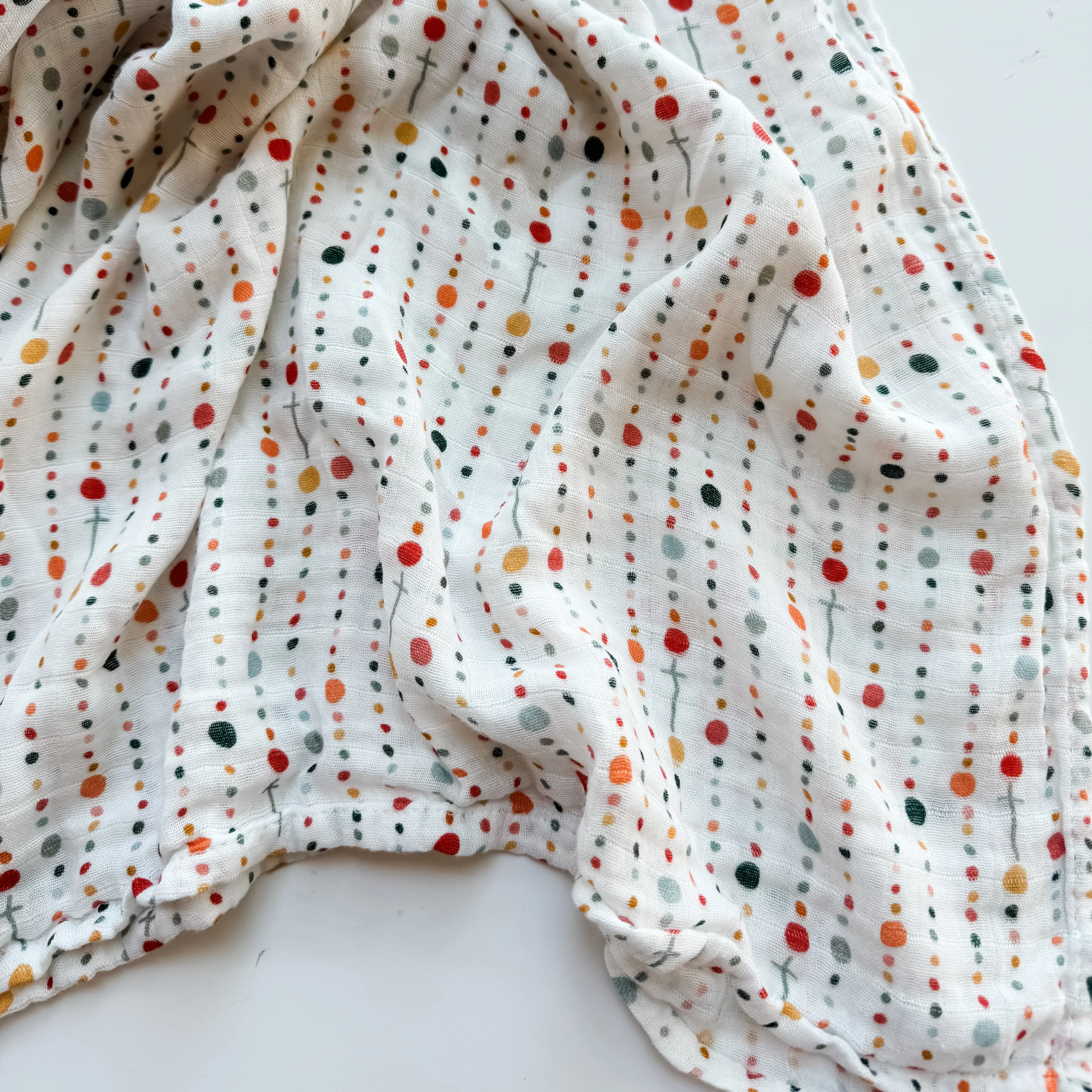 Rosary Dots- Catholic Baby Muslin Blanket Swaddle - Image 4