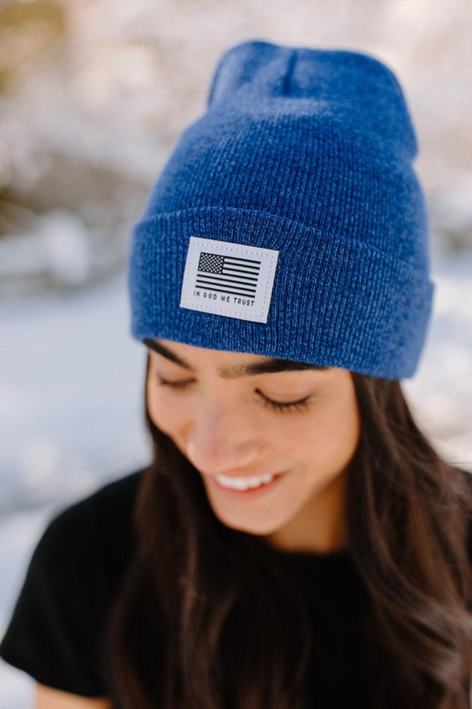 Royal Blue God We Trust Beanie - Image 3