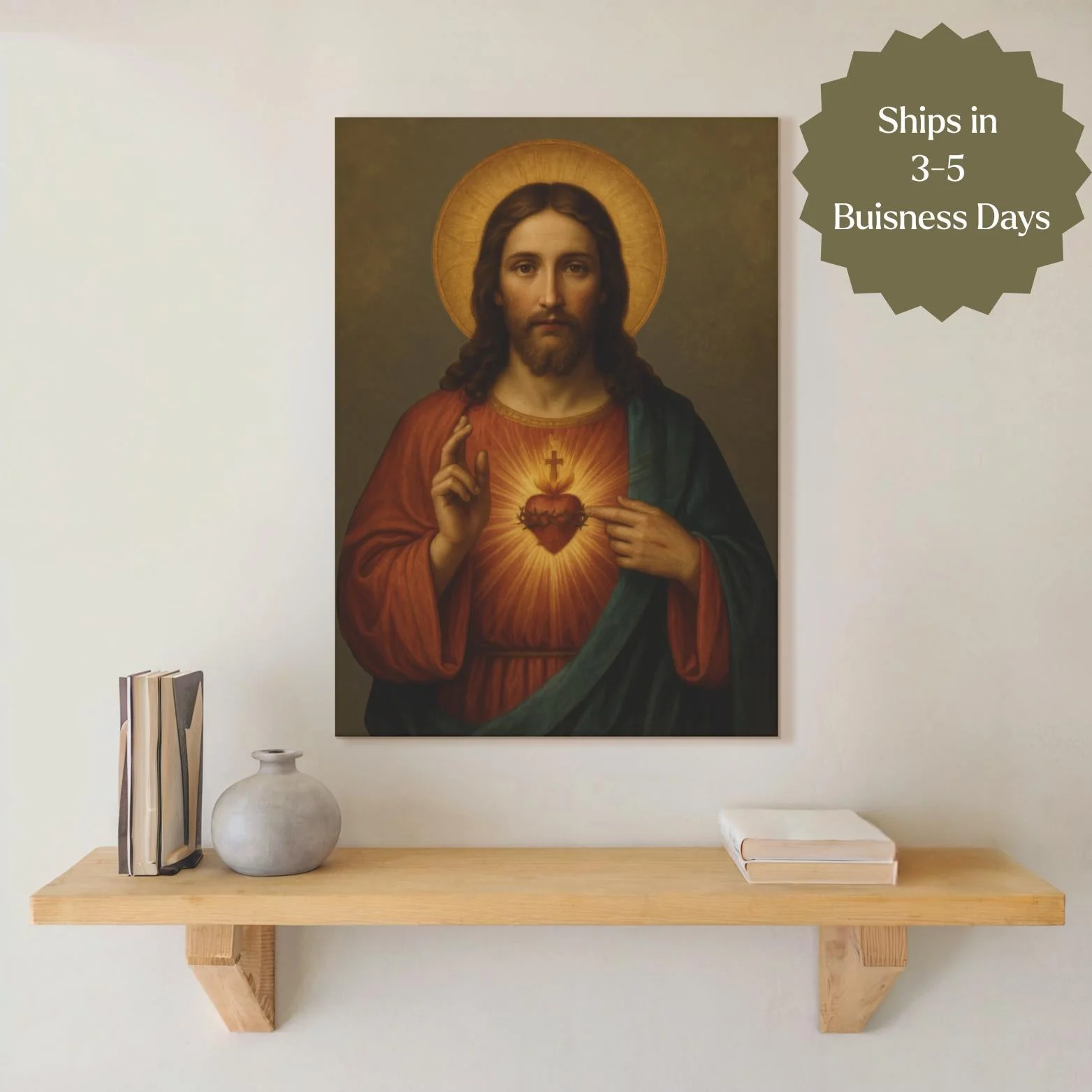 Sacred Heart of Jesus Canvas Wall Art - Image 3