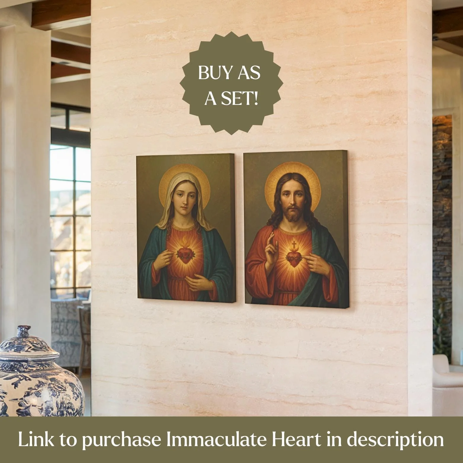 Sacred Heart of Jesus Canvas Wall Art - Image 4