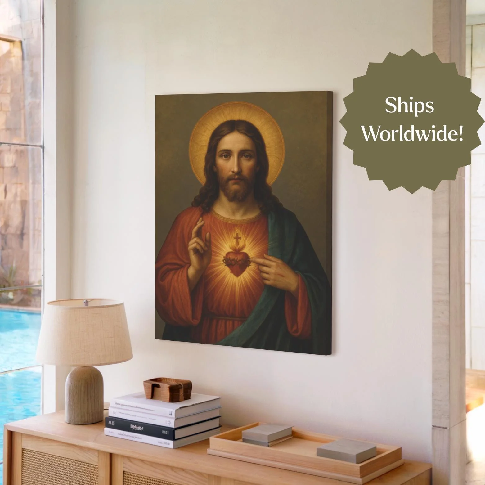 Sacred Heart of Jesus Canvas Wall Art - Image 7