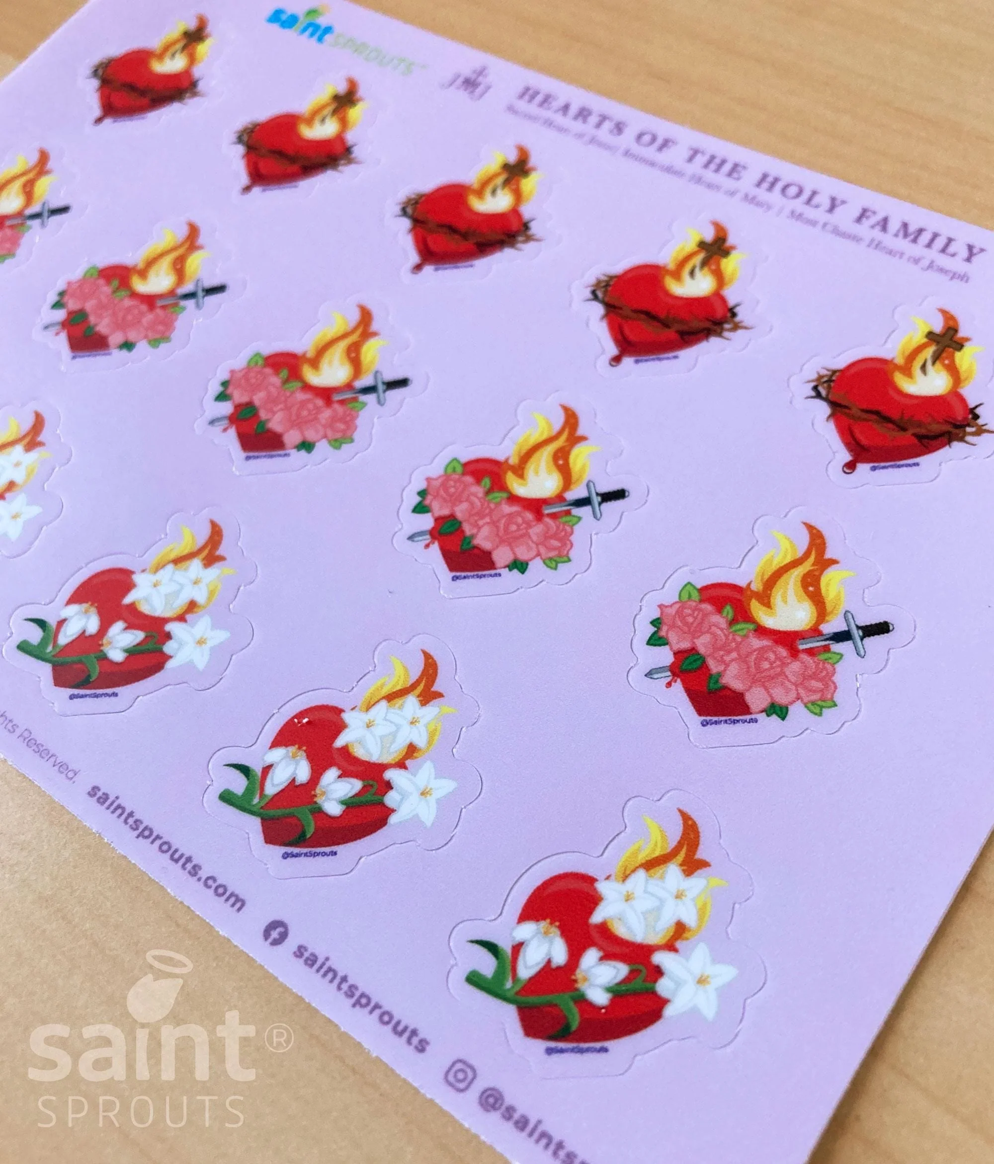 Sacred Hearts Vinyl Sticker Sheet / JMJ Sacred Hearts Sheet - Image 3