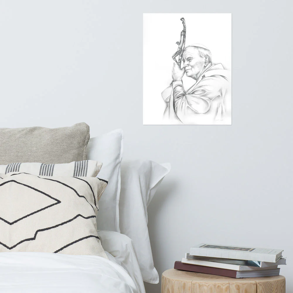Saint John Paul II leaning on cross - Image 3