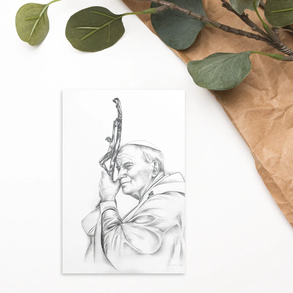 Saint John Paul II leaning on cross - Image 5