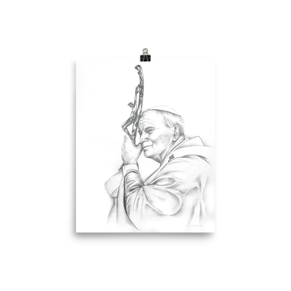 Saint John Paul II leaning on cross - Image 6