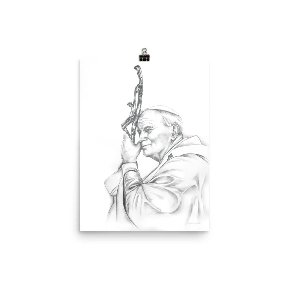 Saint John Paul II leaning on cross - Image 7