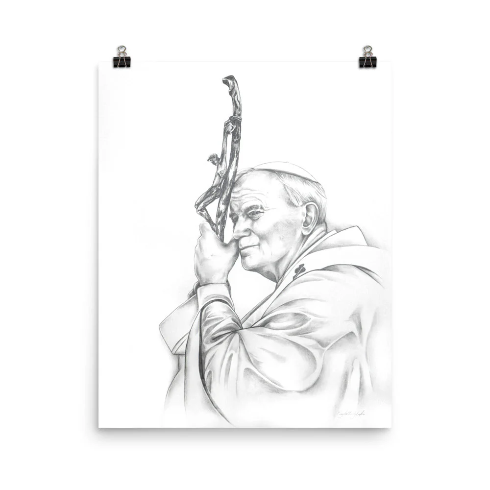Saint John Paul II leaning on cross - Image 8
