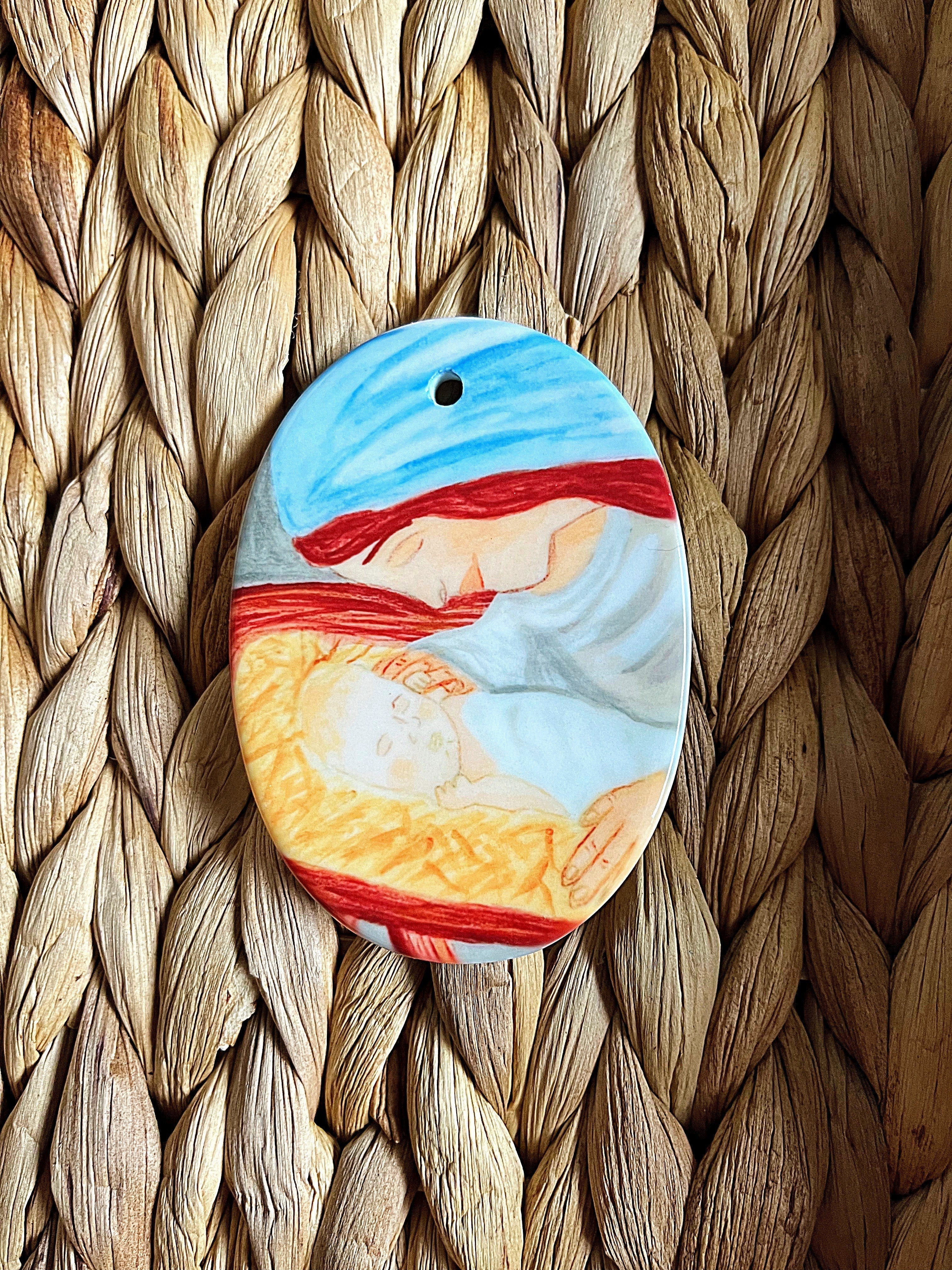 Saint Joseph and Jesus Ceramic Ornament - Image 3