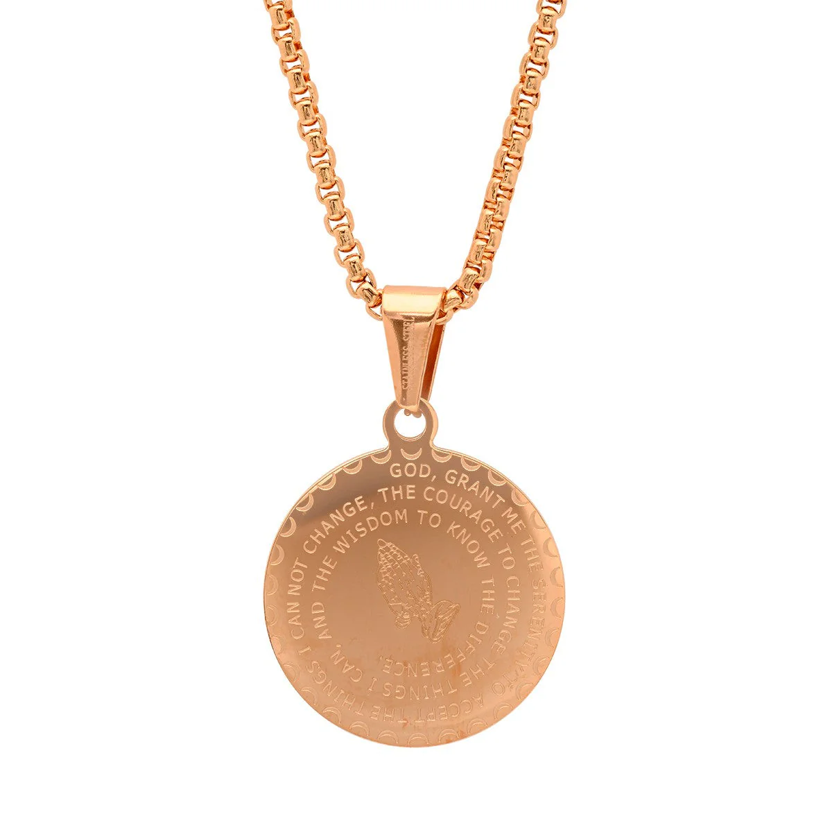 Serenity Prayer Round Pendant With Simulated Diamonds - Image 10