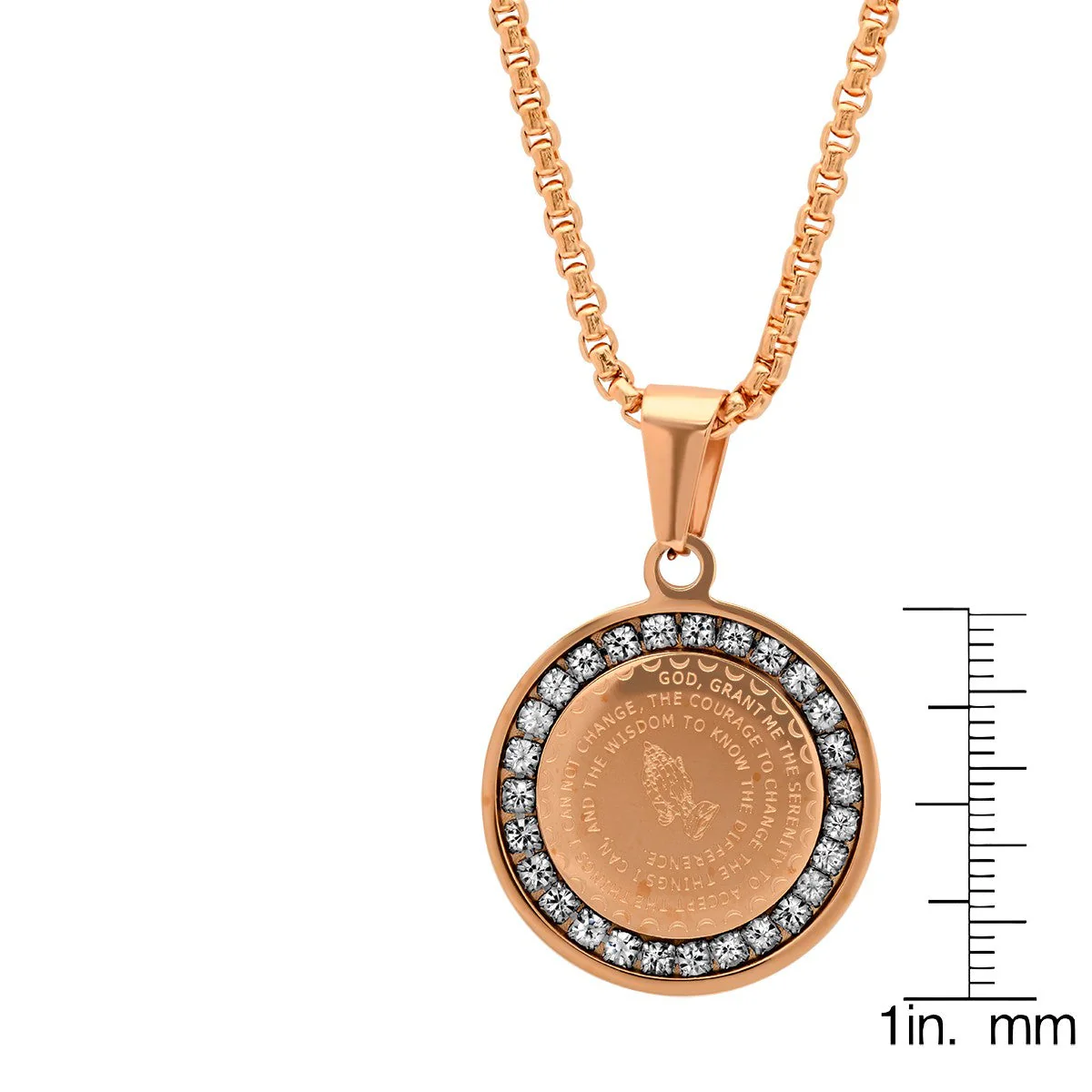 Serenity Prayer Round Pendant With Simulated Diamonds - Image 11