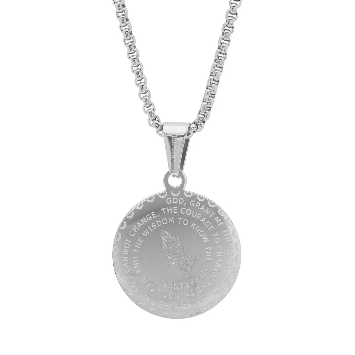 Serenity Prayer Round Pendant With Simulated Diamonds - Image 3