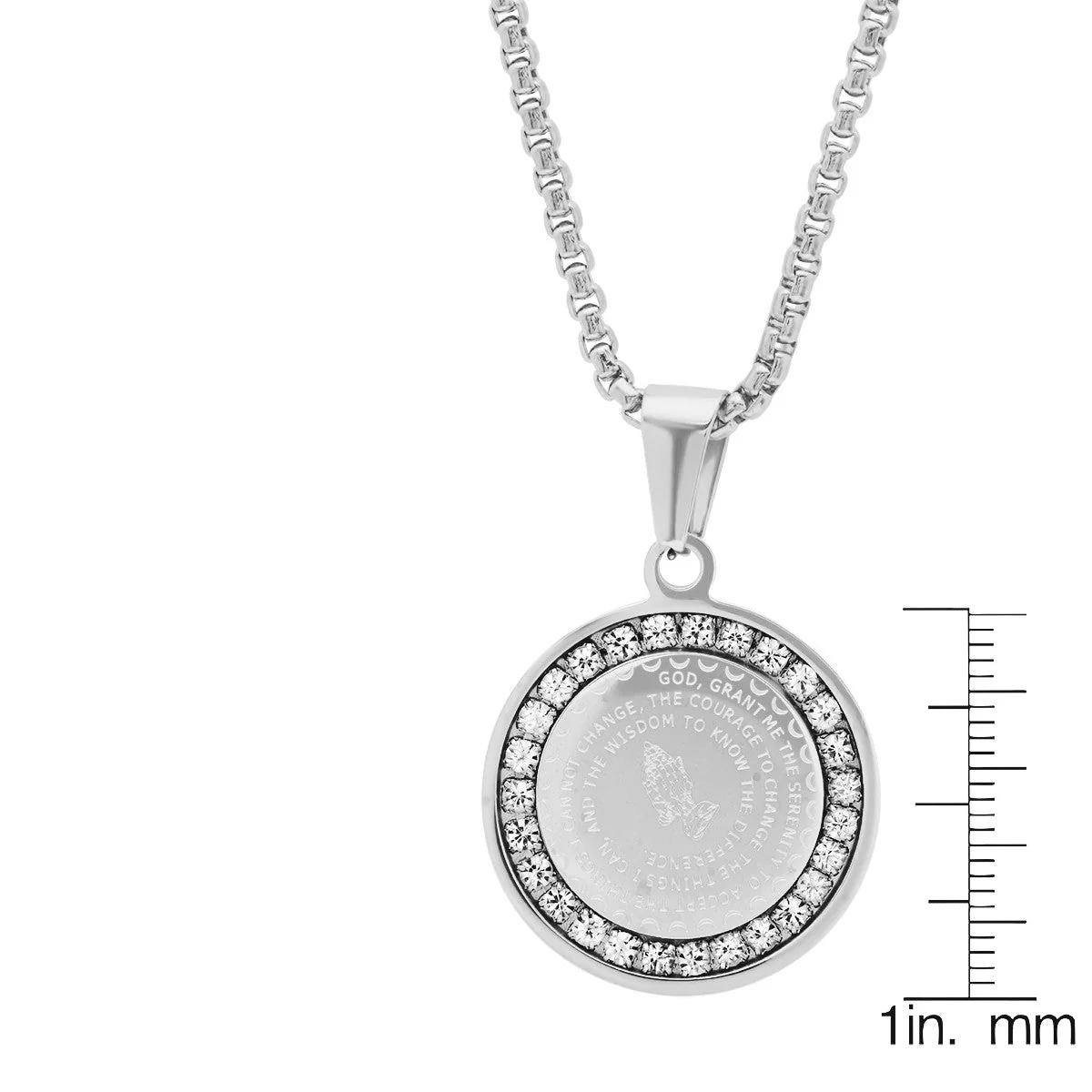 Serenity Prayer Round Pendant With Simulated Diamonds - Image 4