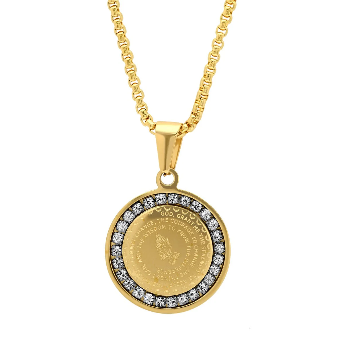 Serenity Prayer Round Pendant With Simulated Diamonds - Image 5