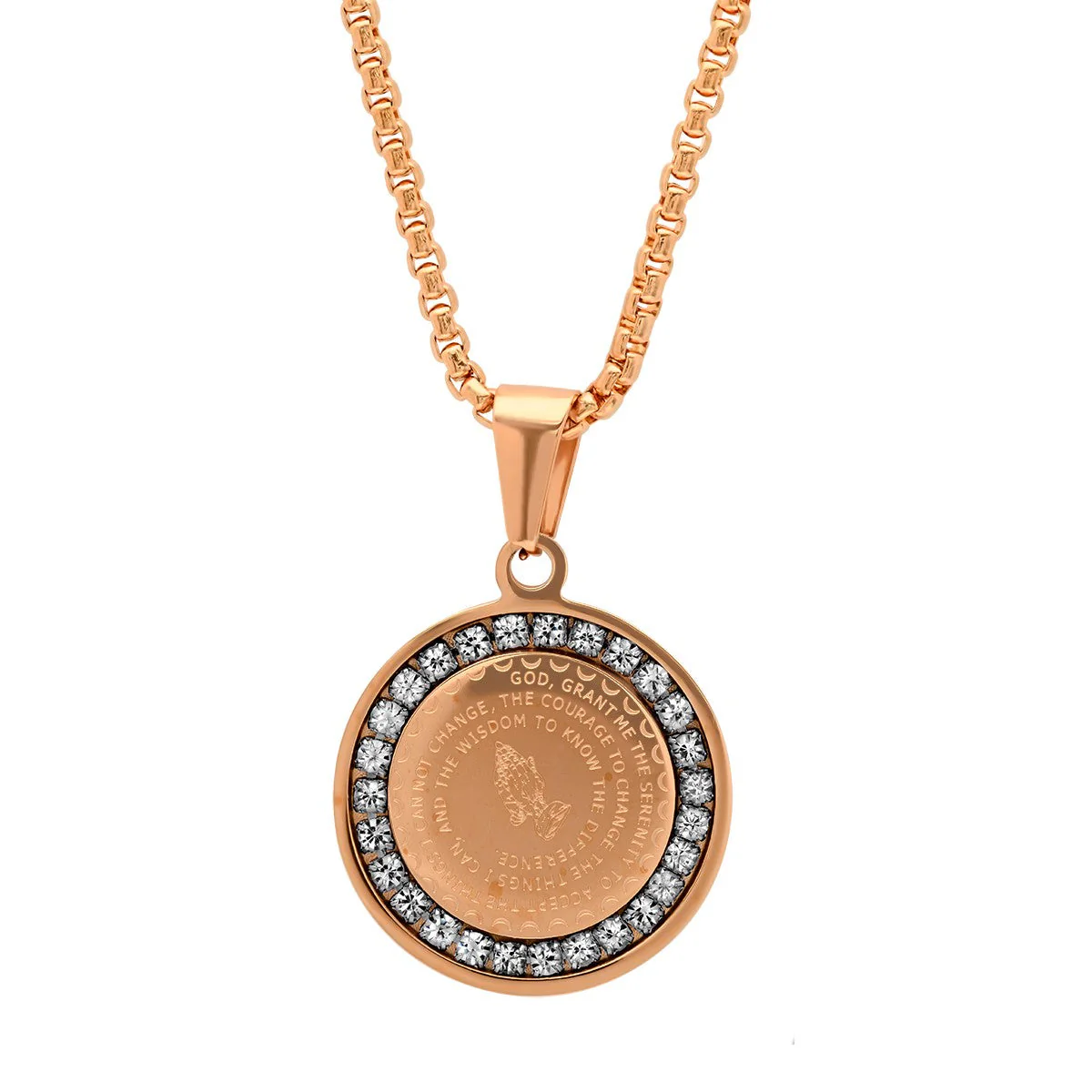 Serenity Prayer Round Pendant With Simulated Diamonds - Image 9