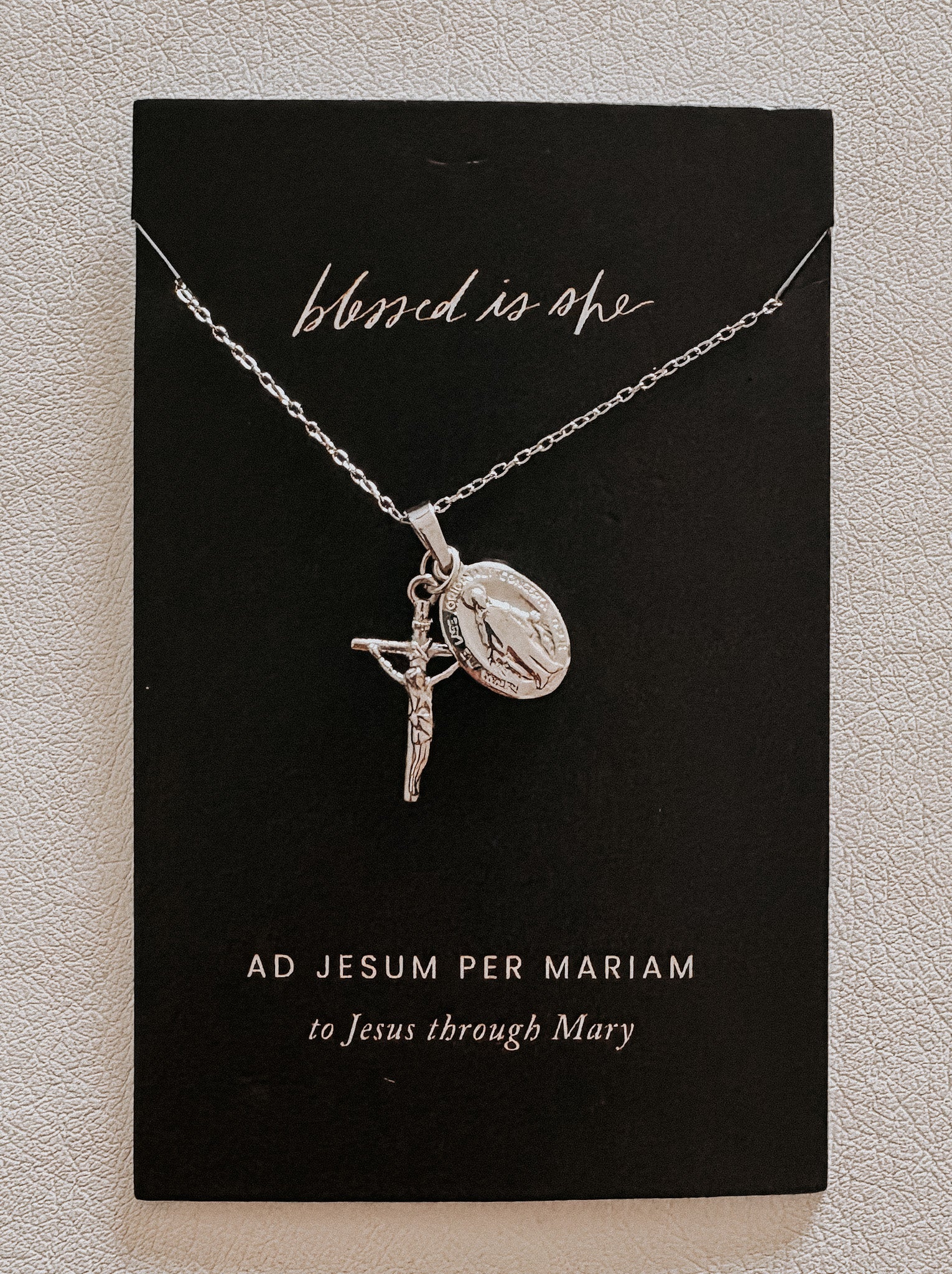 Silver Dainty Crucifix & Miraculous Medal Necklace - Image 5