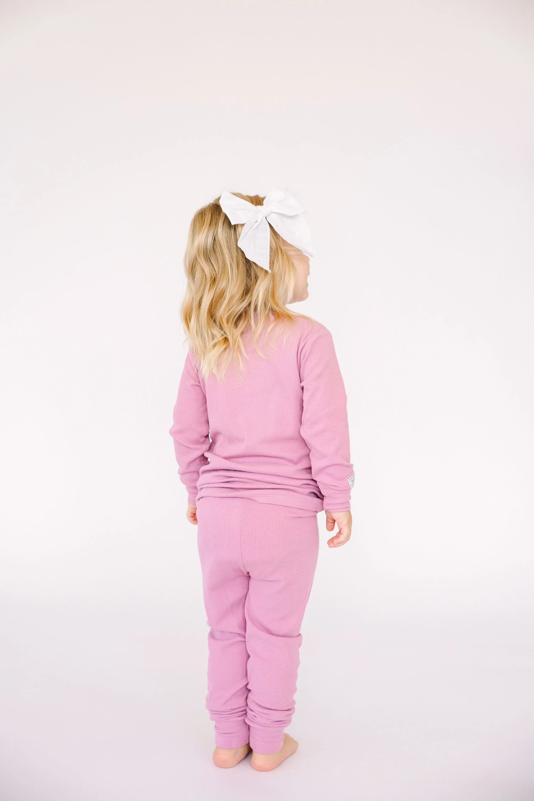 Solid Mauve PJ Long Sleeve Set Ribbed Cotton-Bamboo Blend - Image 7