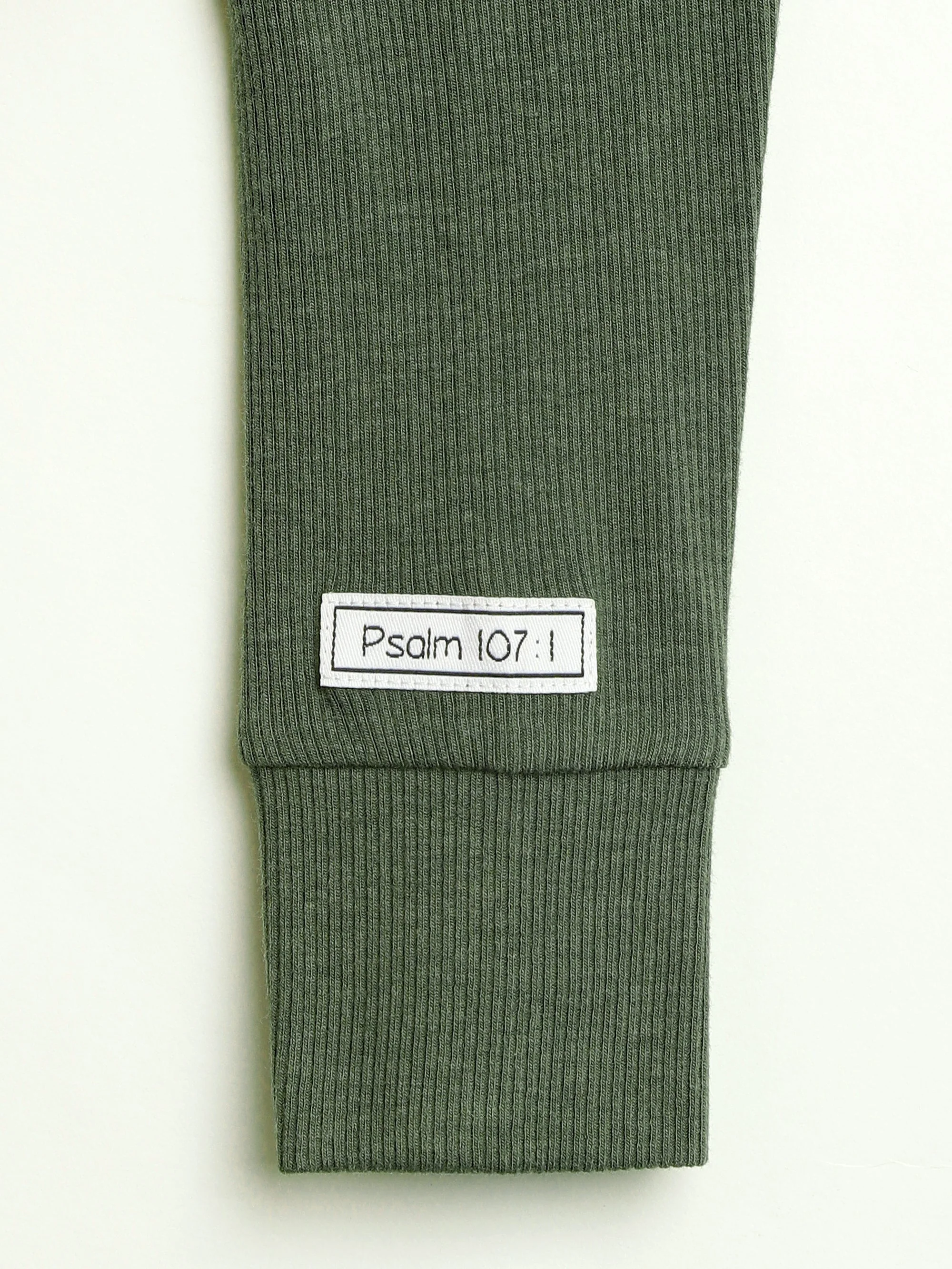 Solid Olive PJ Footless Onesie Ribbed Cotton-Bamboo Blend - Image 7