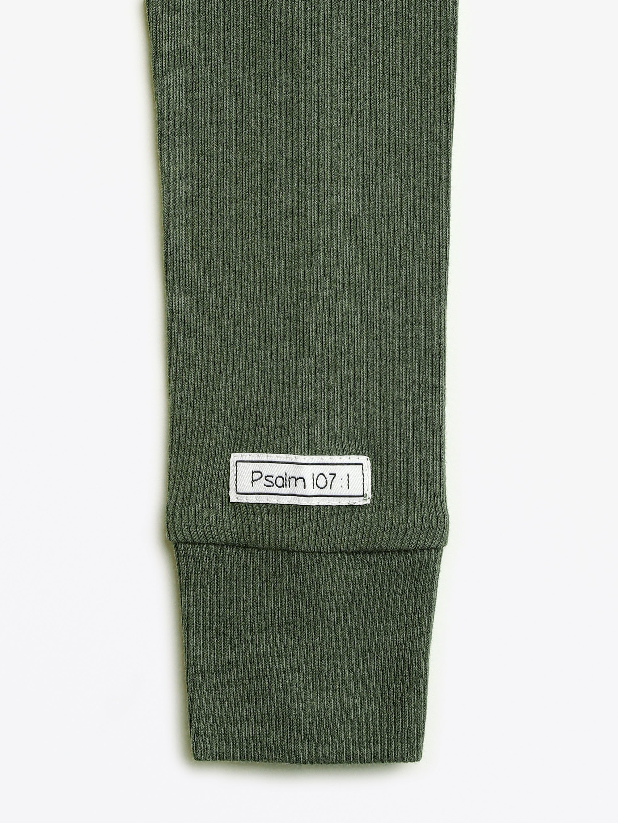 Solid Olive PJ Long Sleeve Set Ribbed Cotton-Bamboo Blend - Image 4