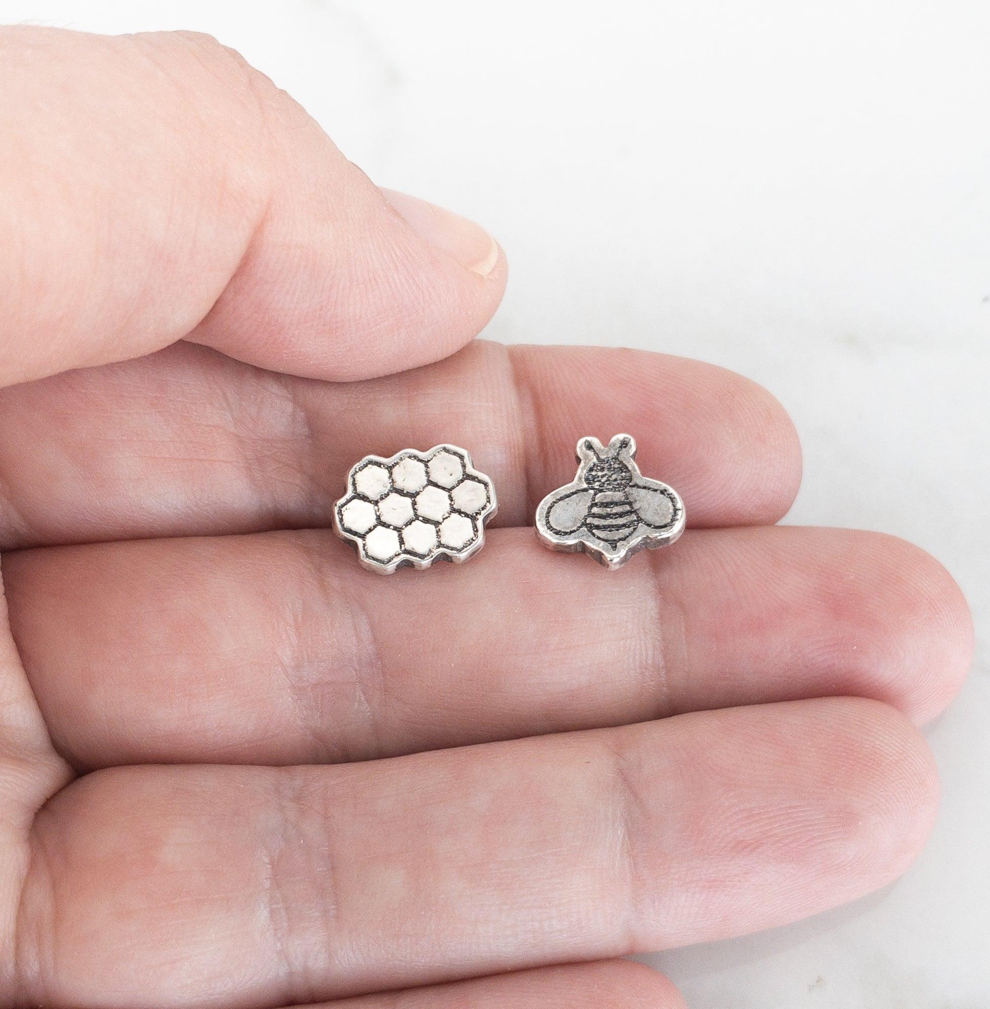 St. Ambrose Mismatched Bee Stud Earrings - Image 4